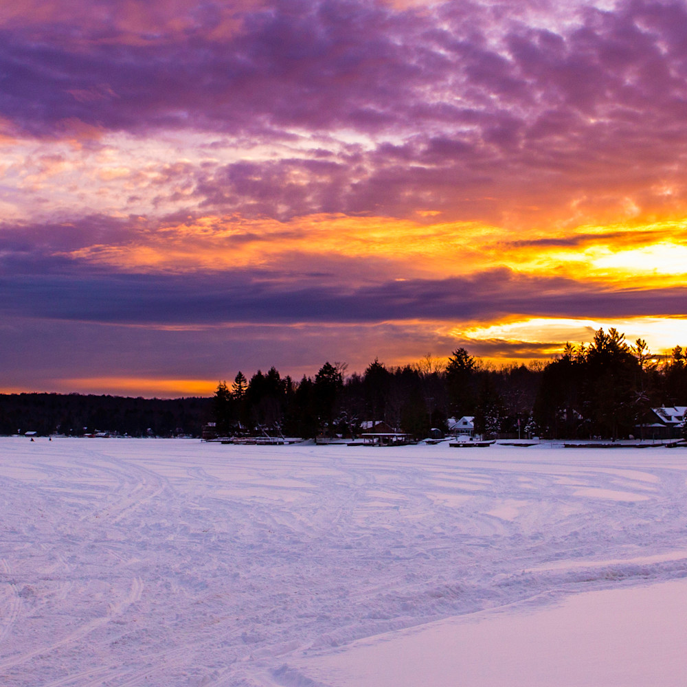 4th lake snowmobile sunset panoramic frdal5