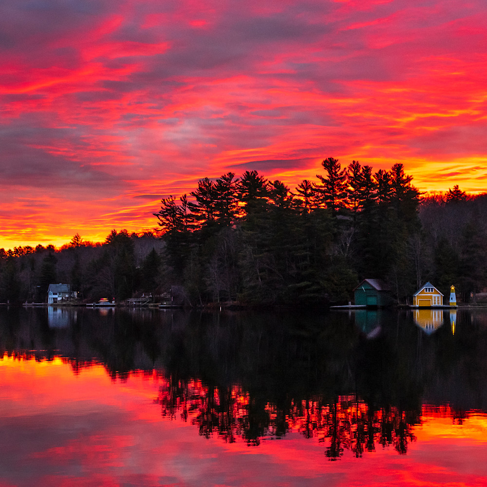 Old forge pond pink sunrise panoramic yiatcr