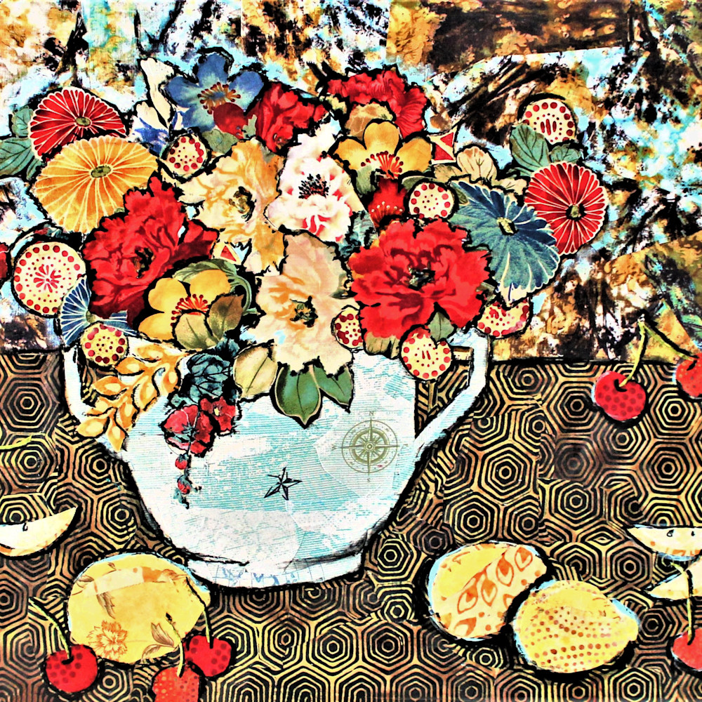 Still life with lemons and cherries print hd1ycj