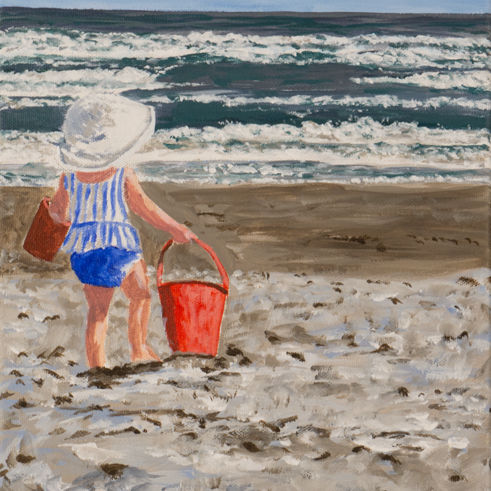 Baby on beach red bucket highres bbga6e