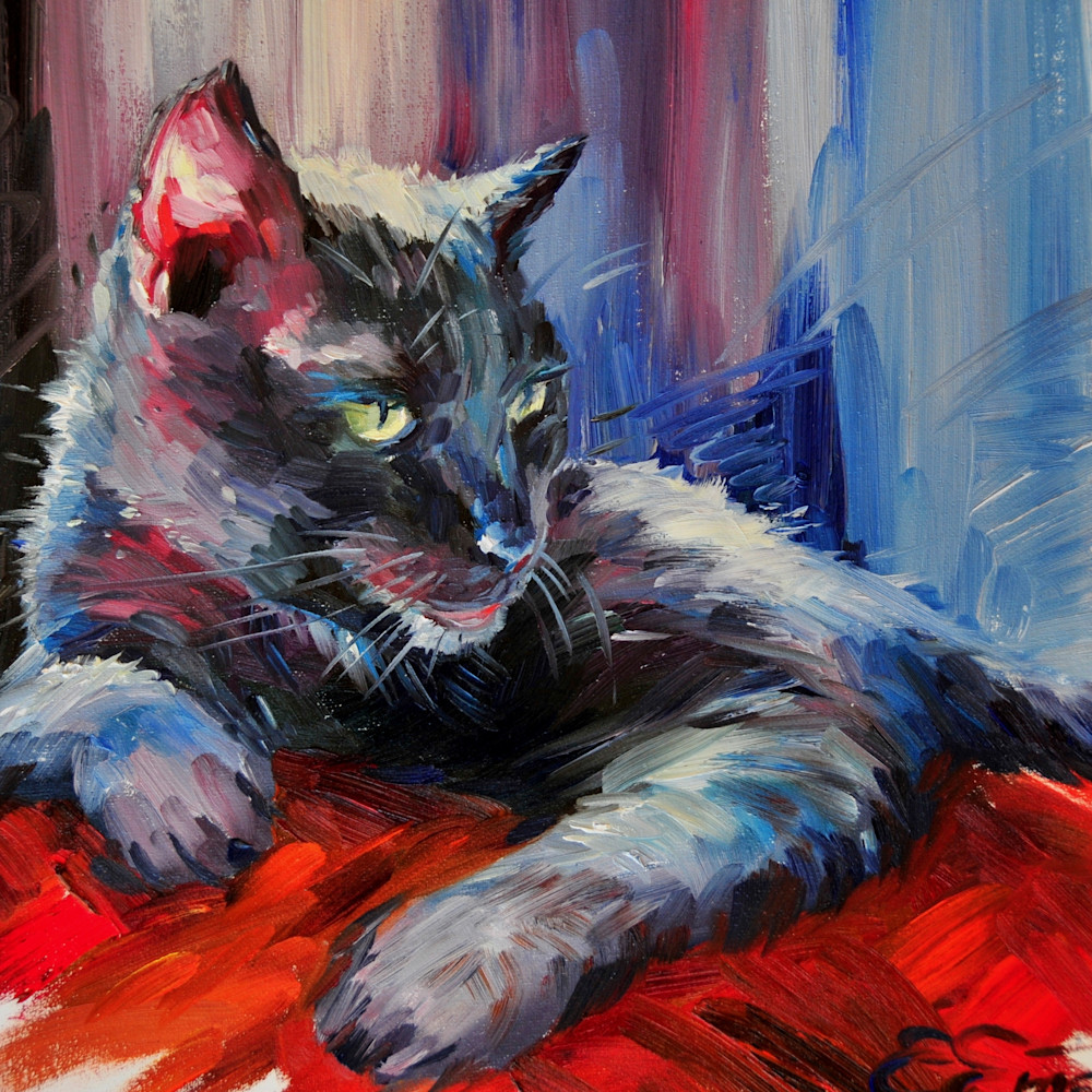 Jelena eros   elena eros black panther oil on canvas 20 x16  sold chzkhk