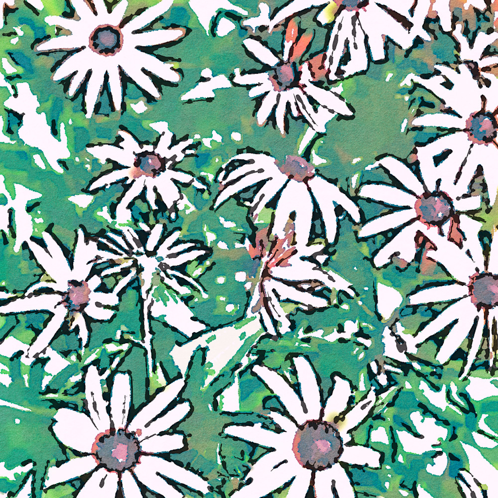 12x12 green with white daisies zhgesf