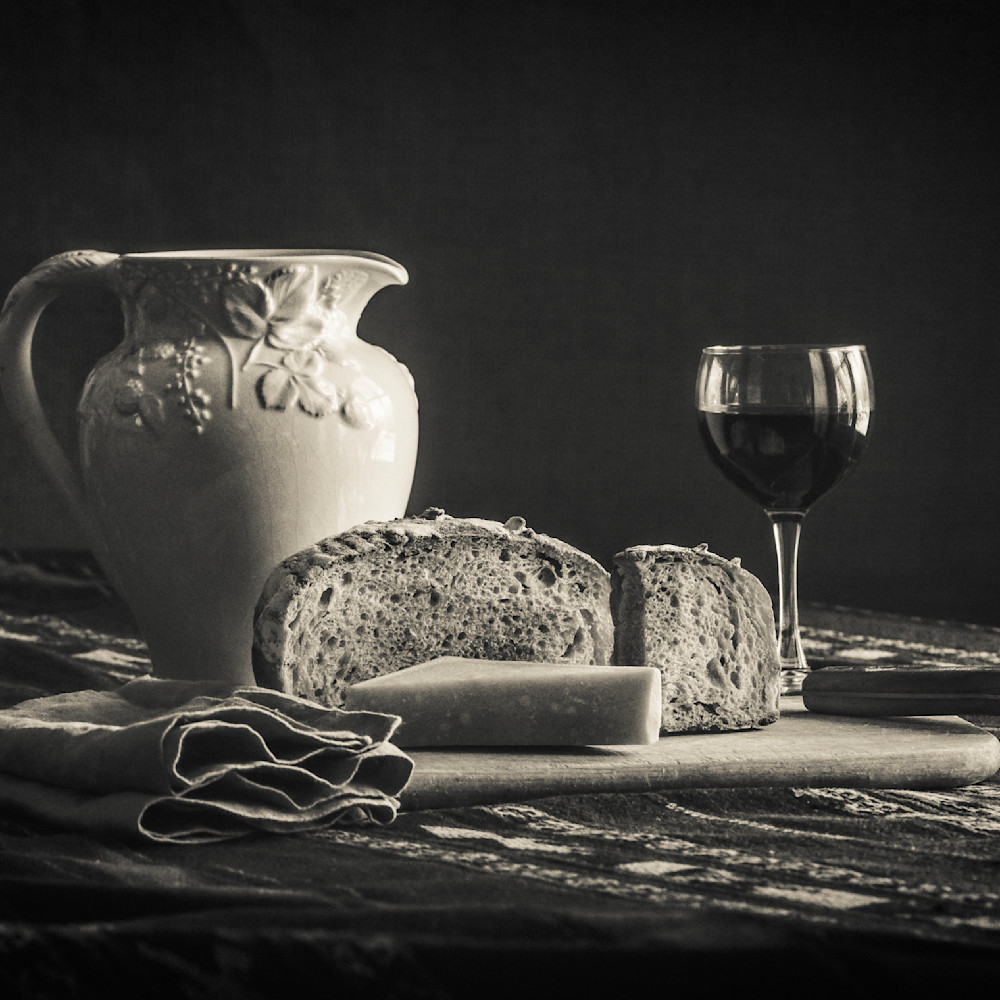 A glass of wine bread and thou bw krjdyc