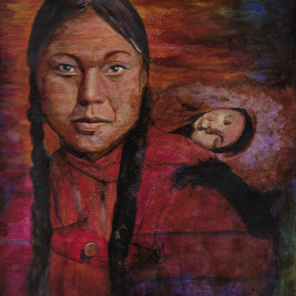 Native mother and child large cc8ki5