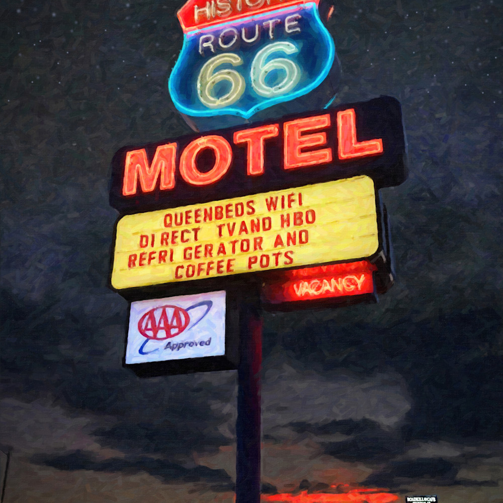 Historic route 66 motel sign painting vbba4j