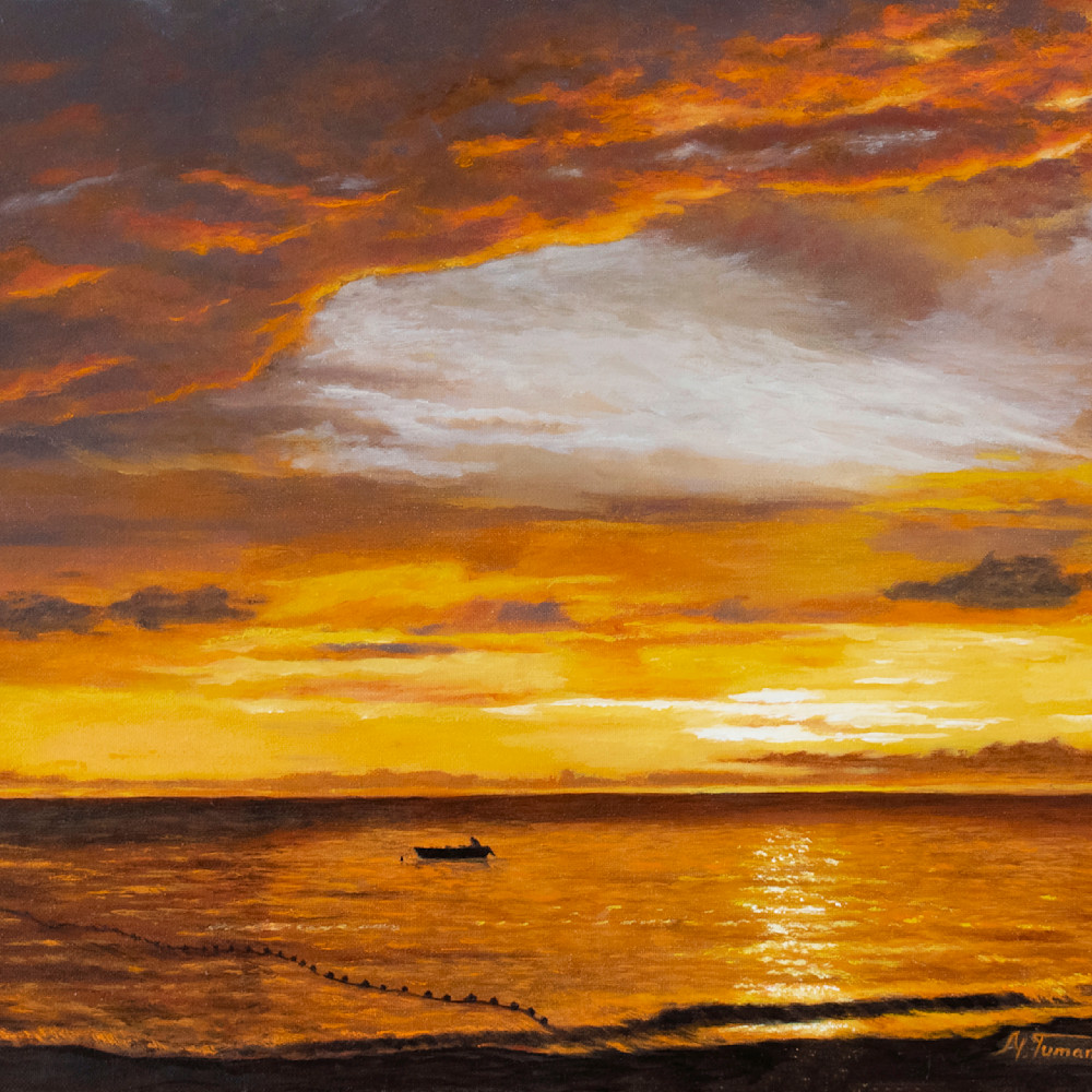 Mariya tumanova   boating on sunset print oncdlb