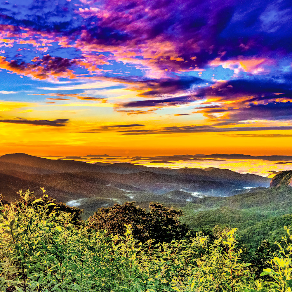 Sunrise over looking glass rock panoramic nvwtf2
