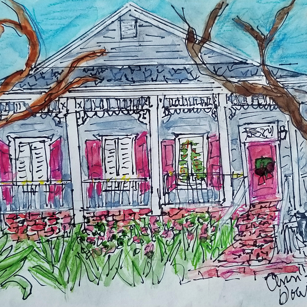 Ann s house at christmas small water color sketch tt6ae9