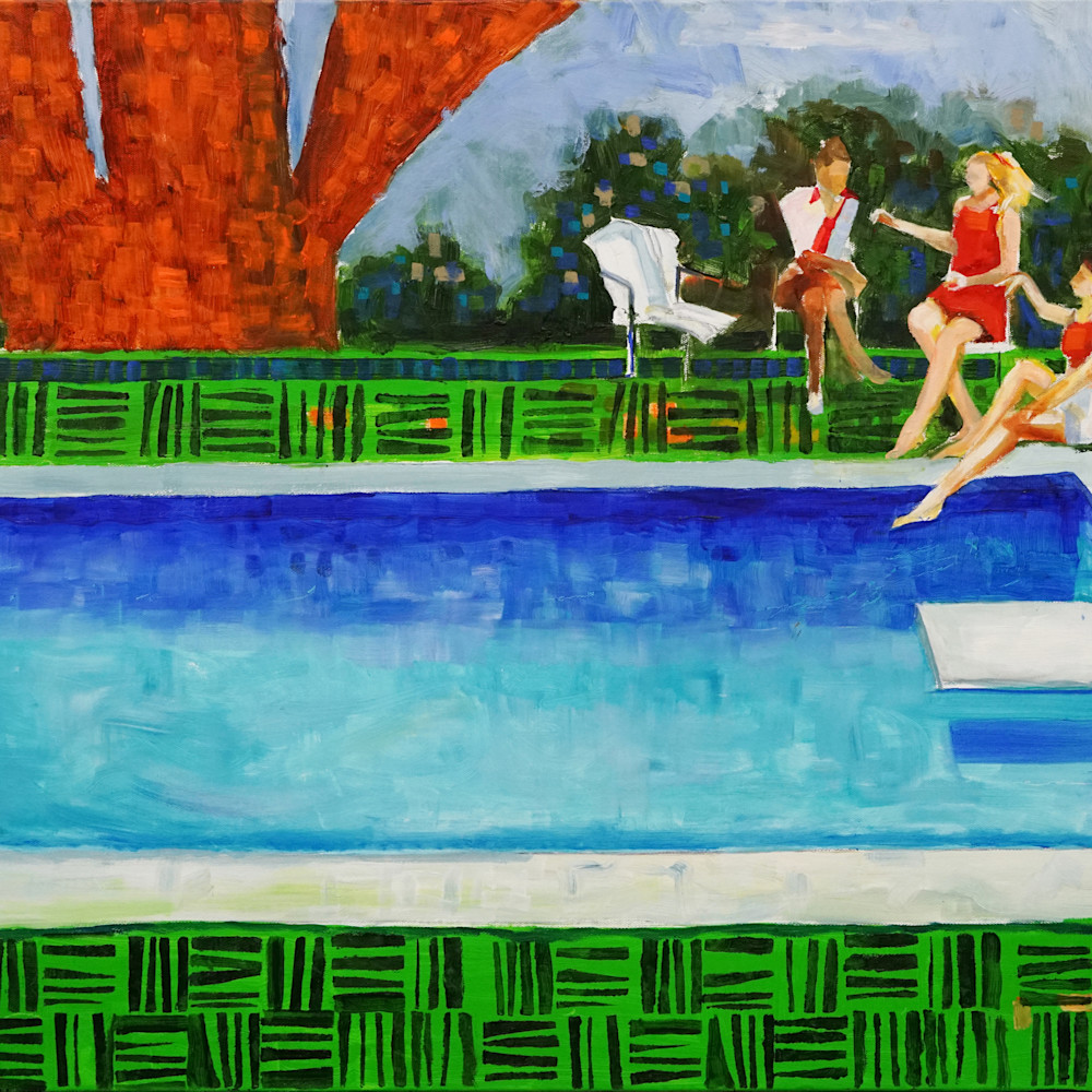 Pool party oil 24x48 in. iukxnv