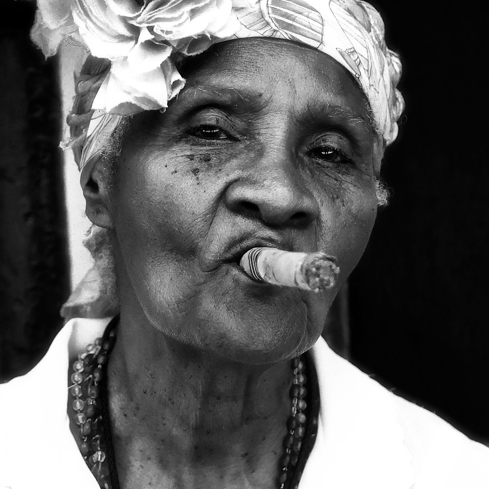 Cigar lady in monochrome nmjcgf