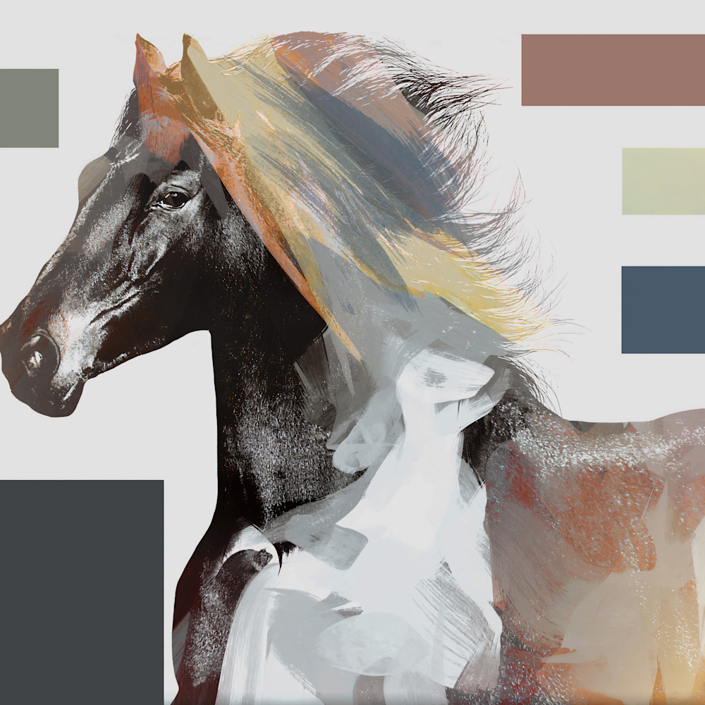 Tan abstract colorful modern horse block painting art 4 qiod2g