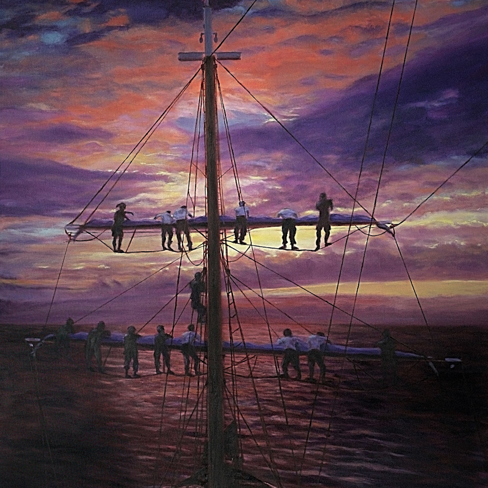 Furling sail at sunset rkrpwy