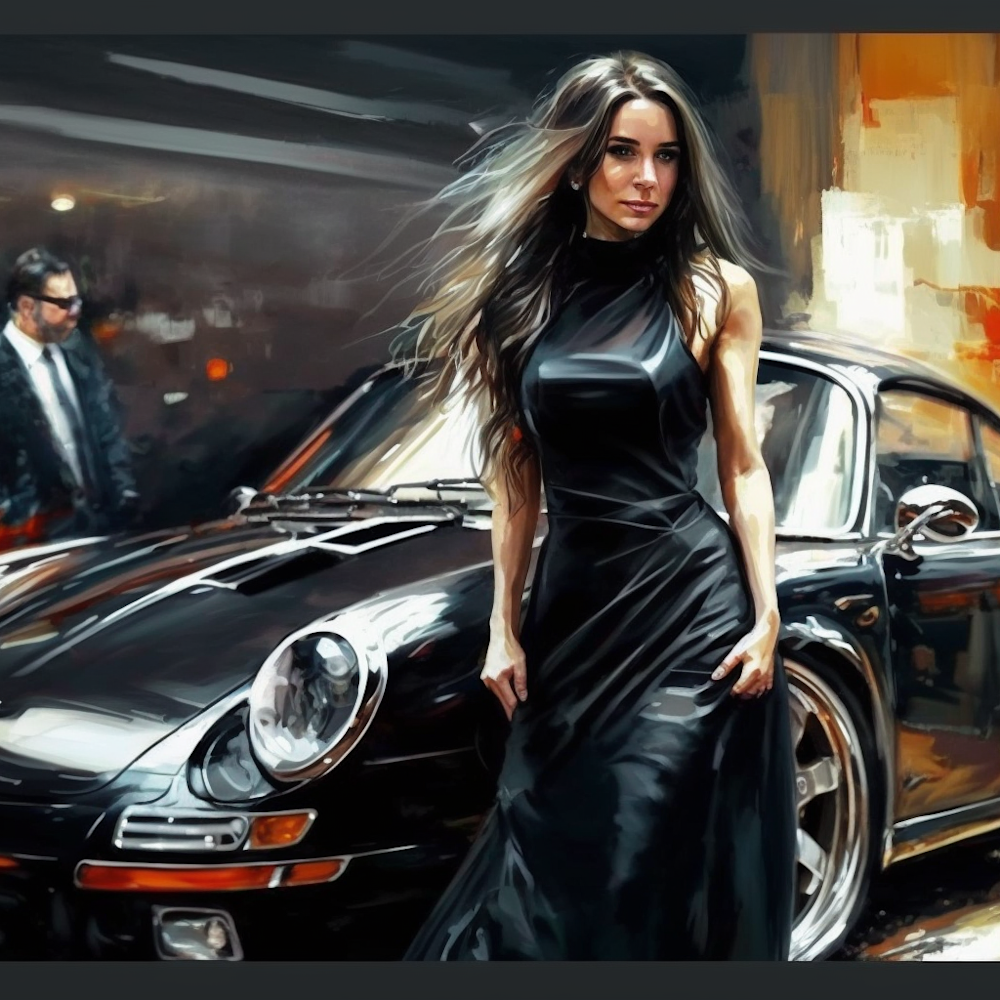Greg stirling porsche 911 rsr turbo attractive woman in black e e94e4674 d36a 4604 9d3f 2db4b178c288 o9a2g9