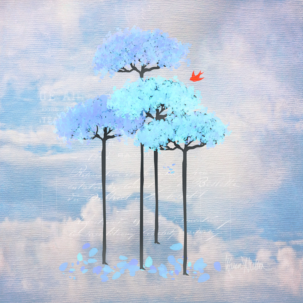 Redbird and the sky trees throw pillow qegrkn