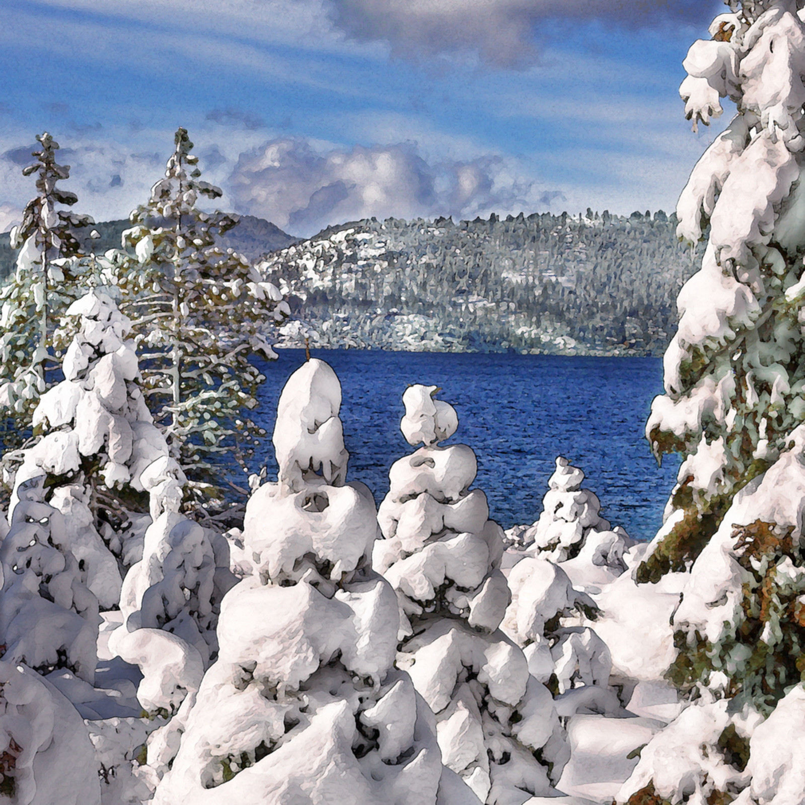 Snowy Morning Lake Tahoe