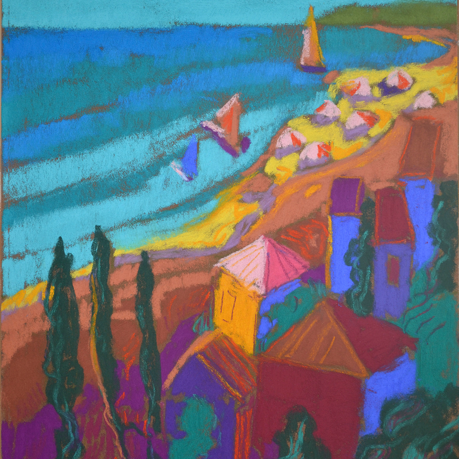 Cinque Terre Sailboats Art Print Pastel By Dorothy Fagan