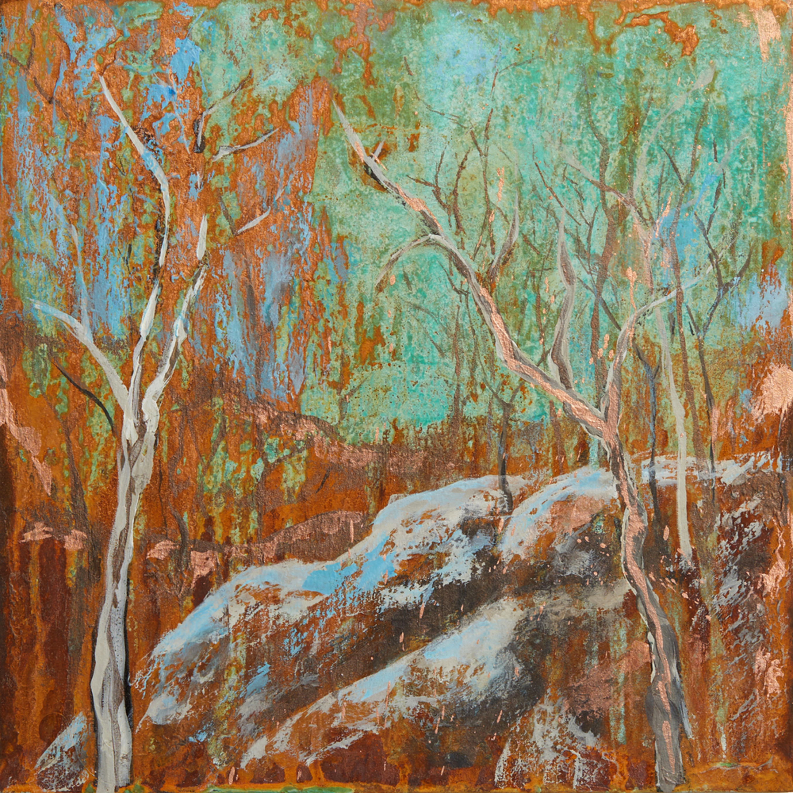 Smoky Mountain Path Original Acrylic And Mixed Media Painting By