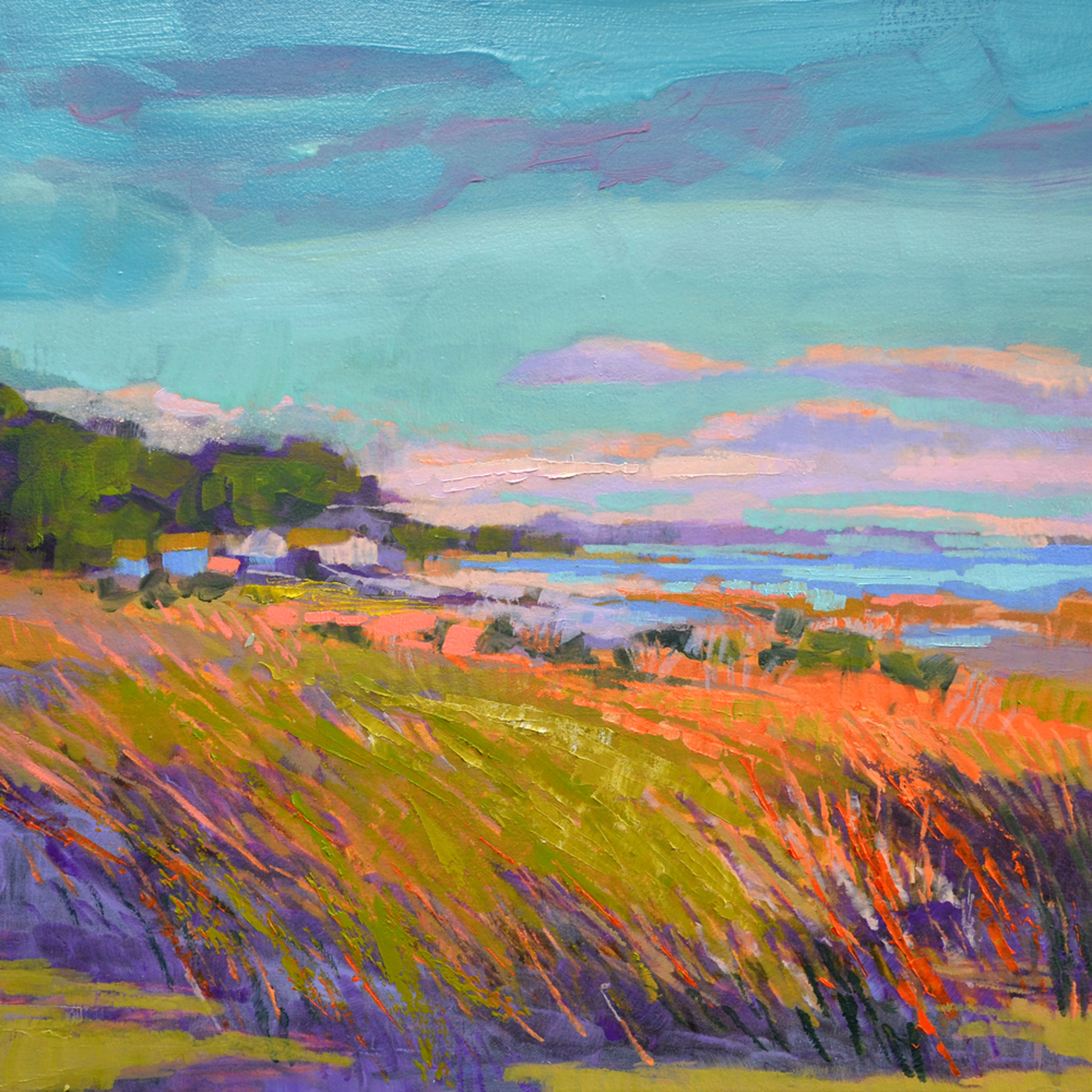 Autumn Coastal Marsh Painting Canvas Print By Dorothy Fagan