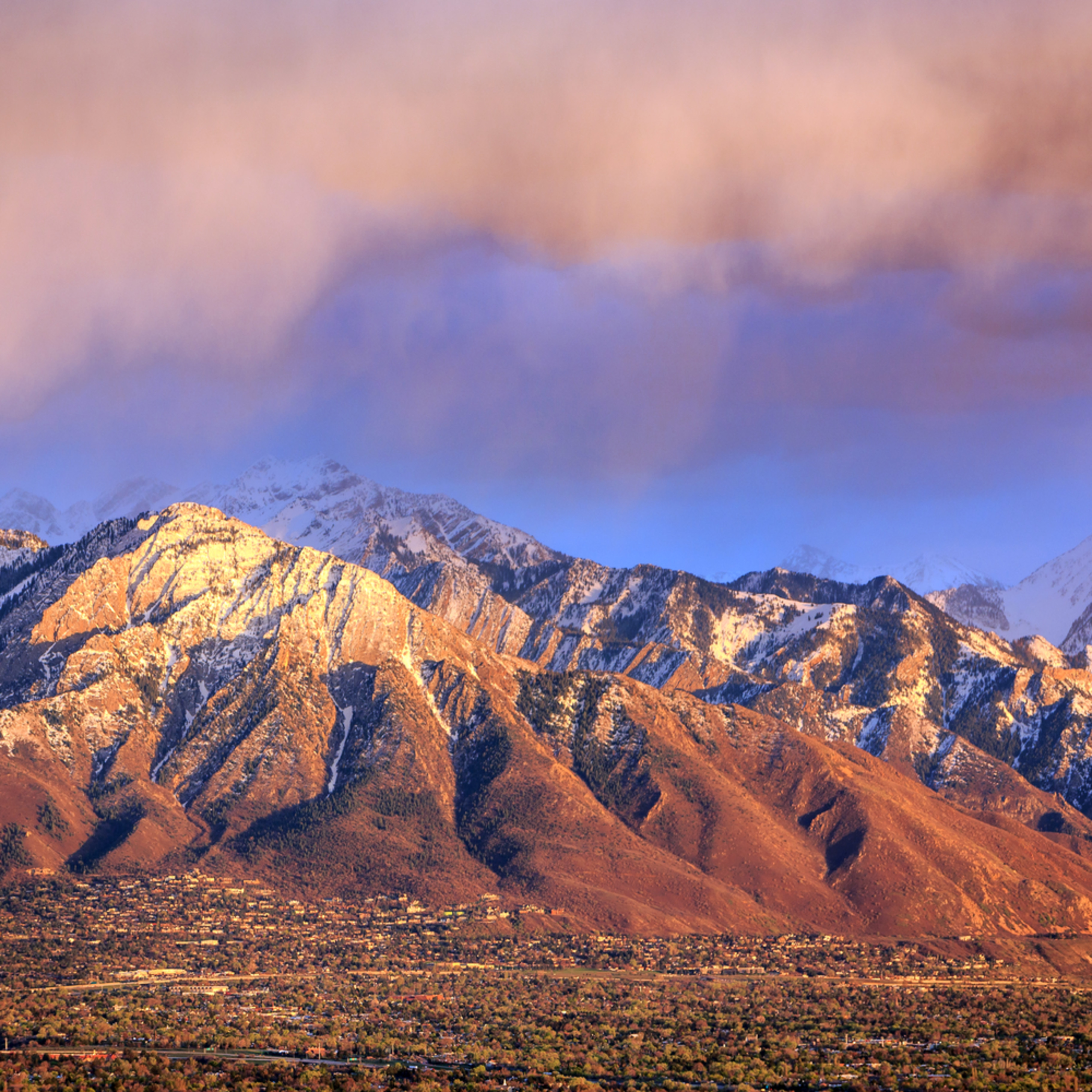 Spring Sunset Above Salt Lake City