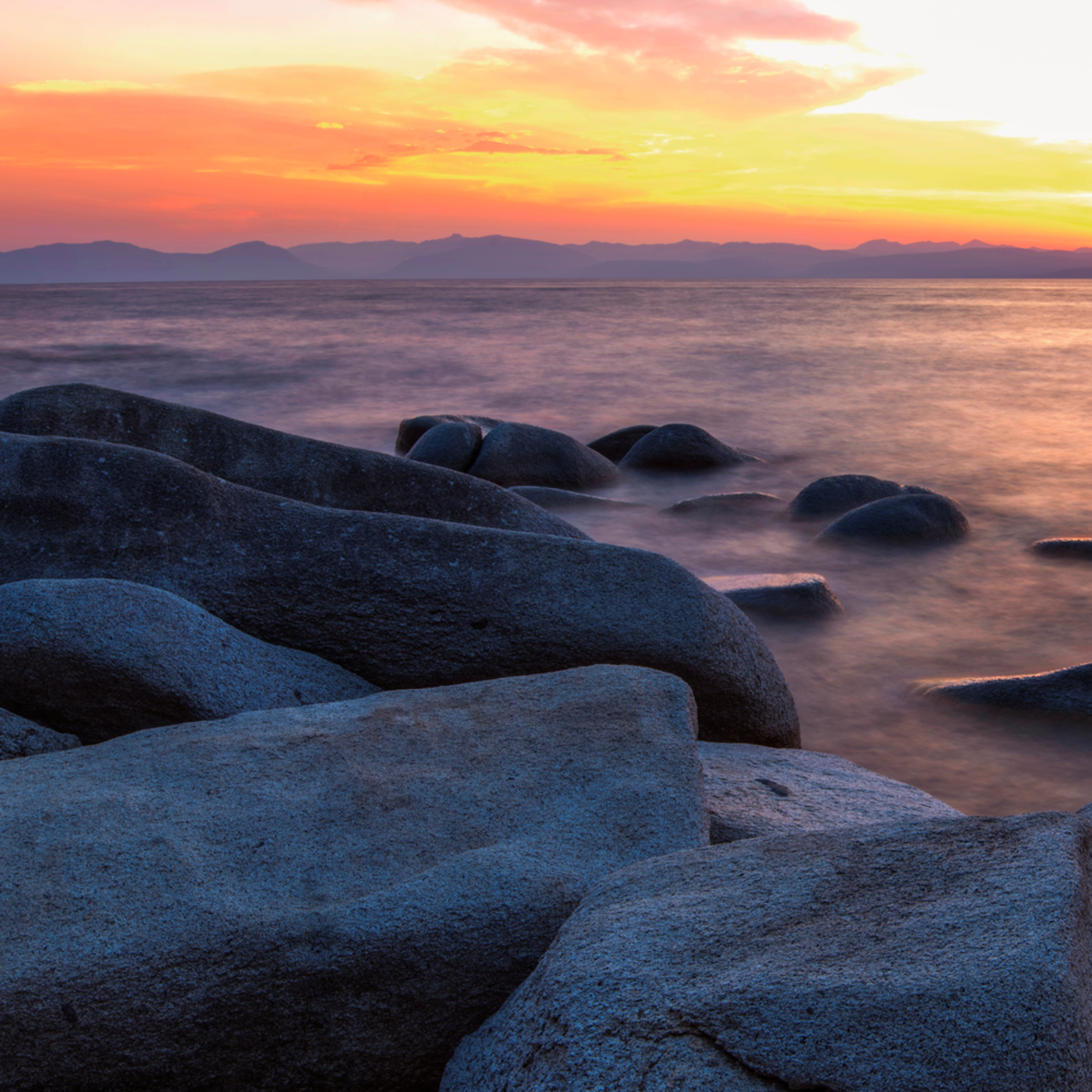 East Shore Rocks Lake Tahoe Sunset Photo Print