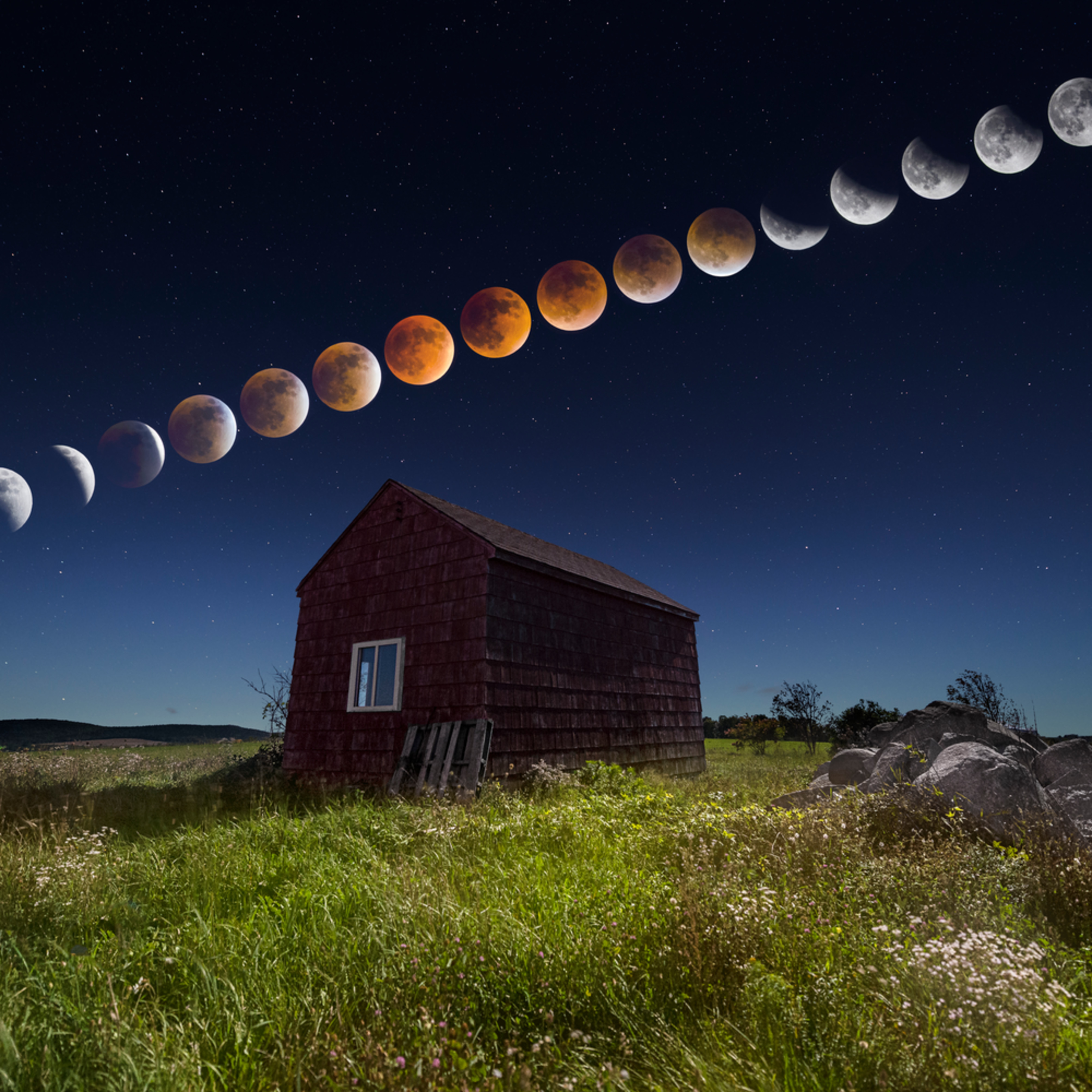 Super Blood Moon Eclipse Sequence, the progression of the ...