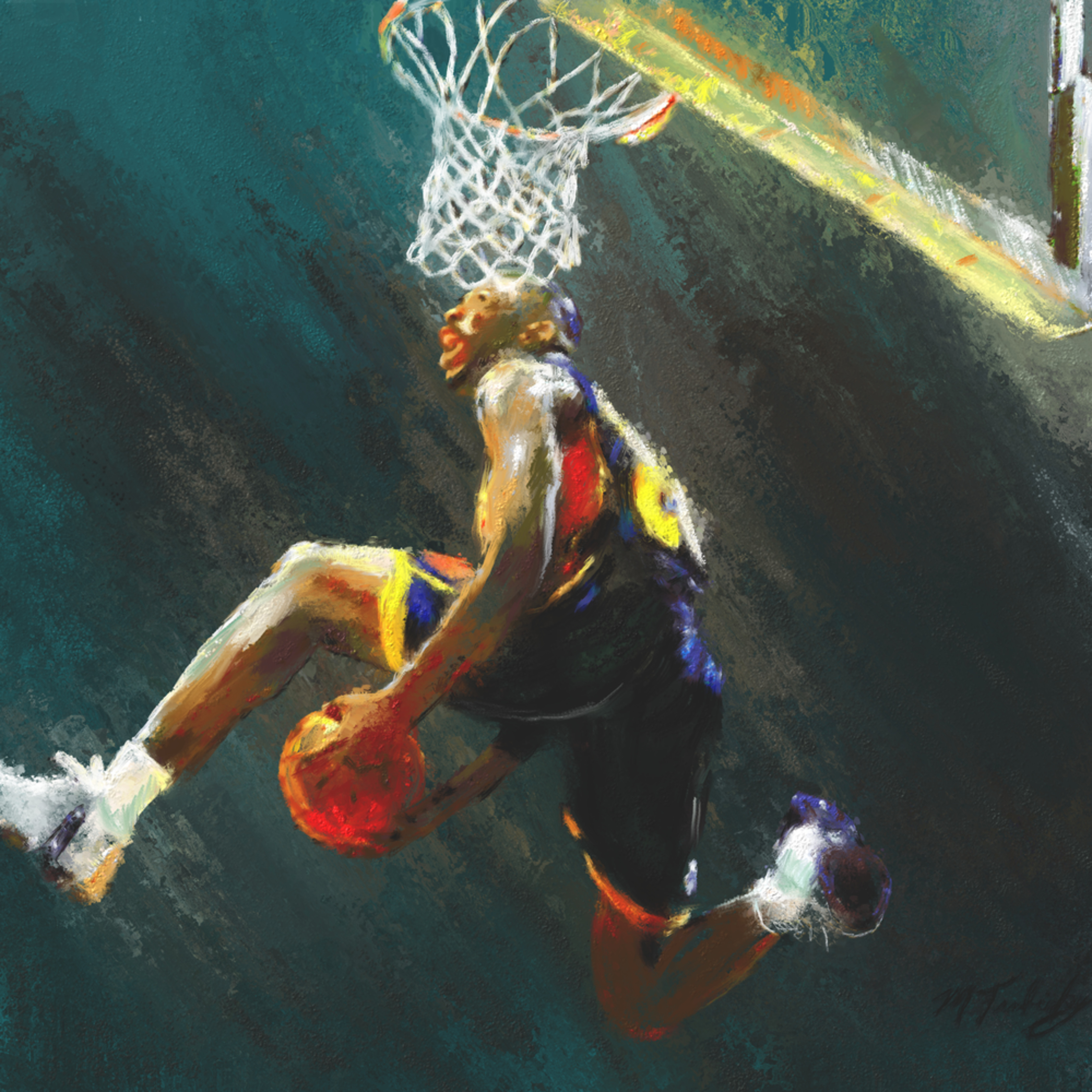 Slam Dunk Basketball Painting Sports Artist Mark Trubisky Custom