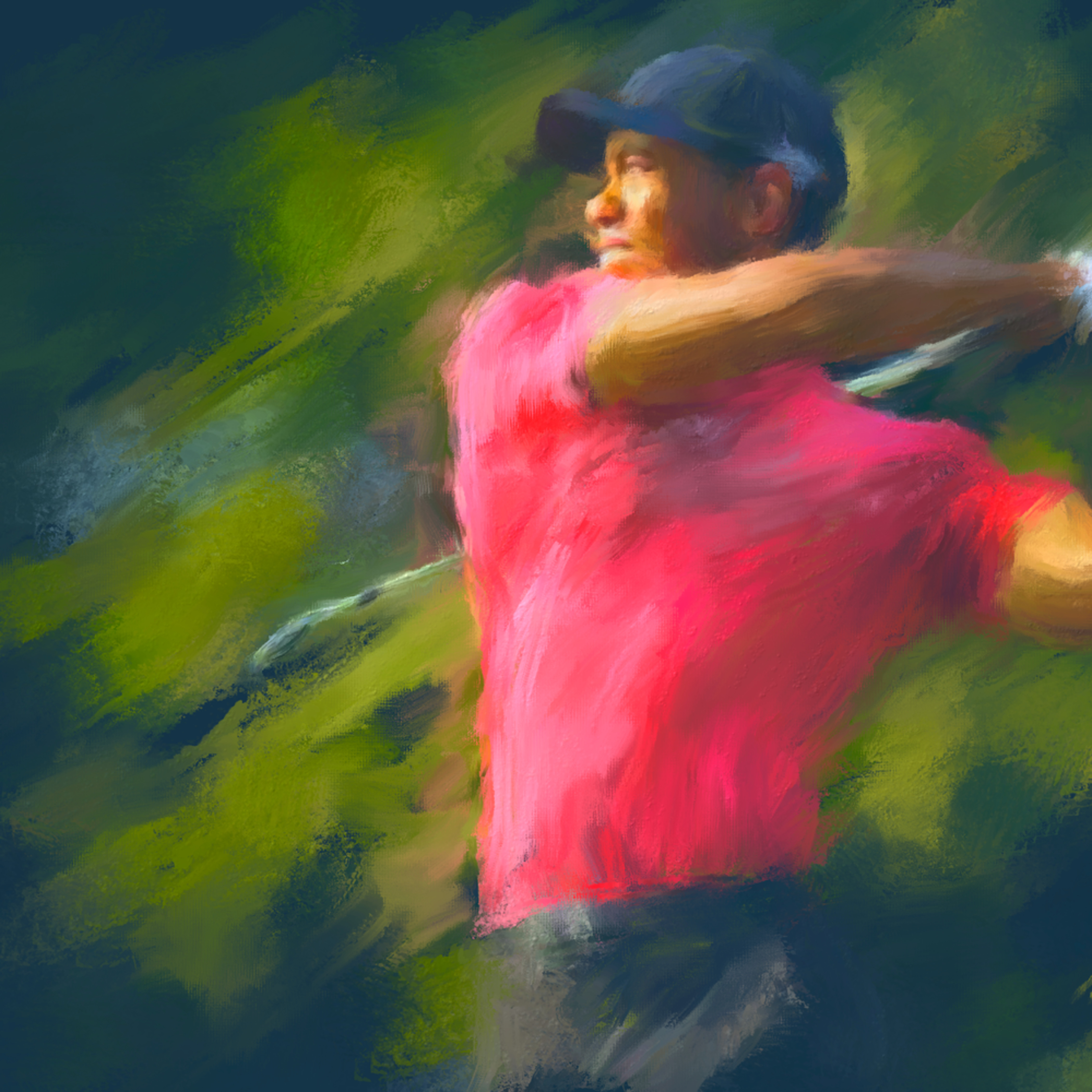 Tiger Woods Painting Sports Artist Mark Trubisky Custom Sports Art