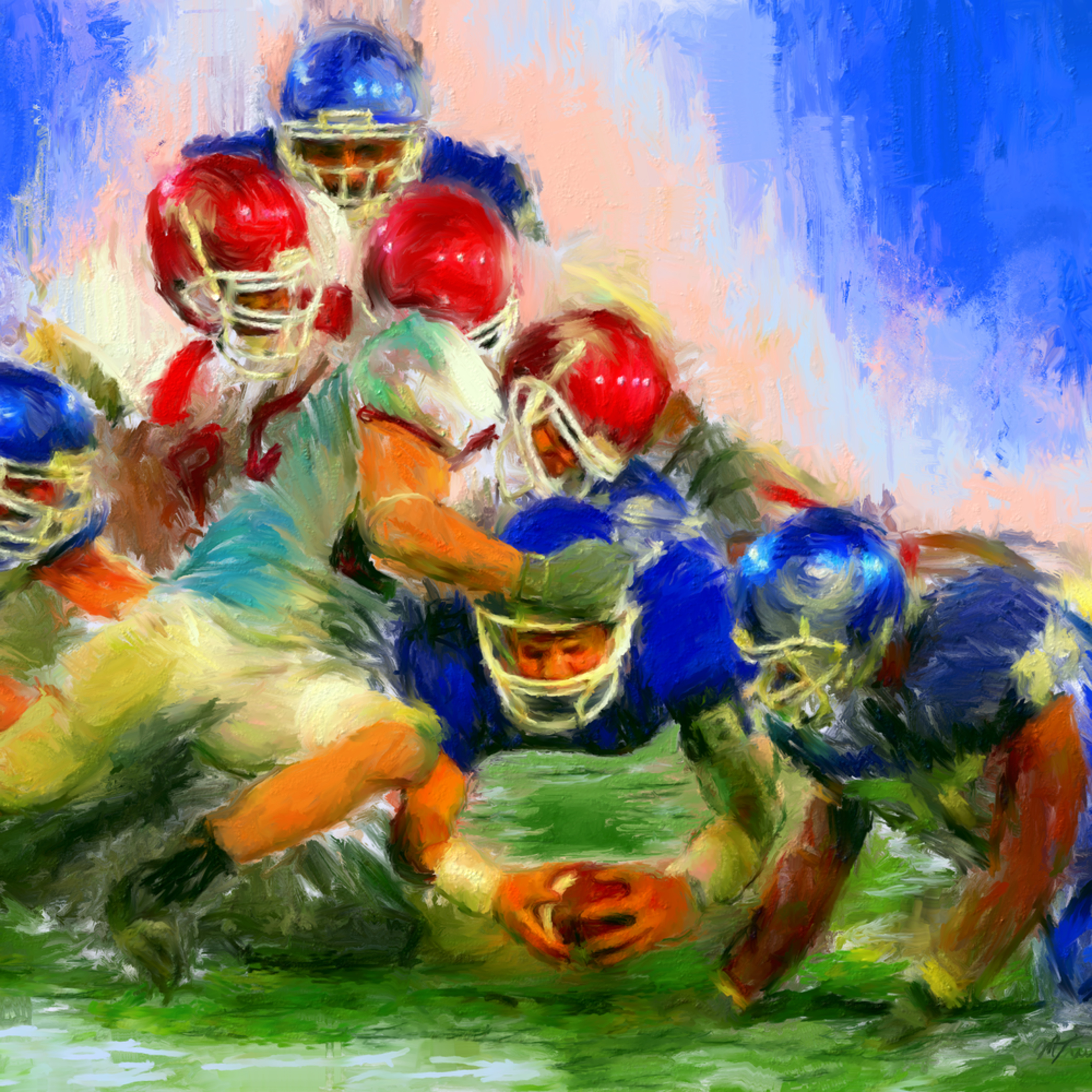 First Down Football Painting Sports Artist Mark Trubisky Custom