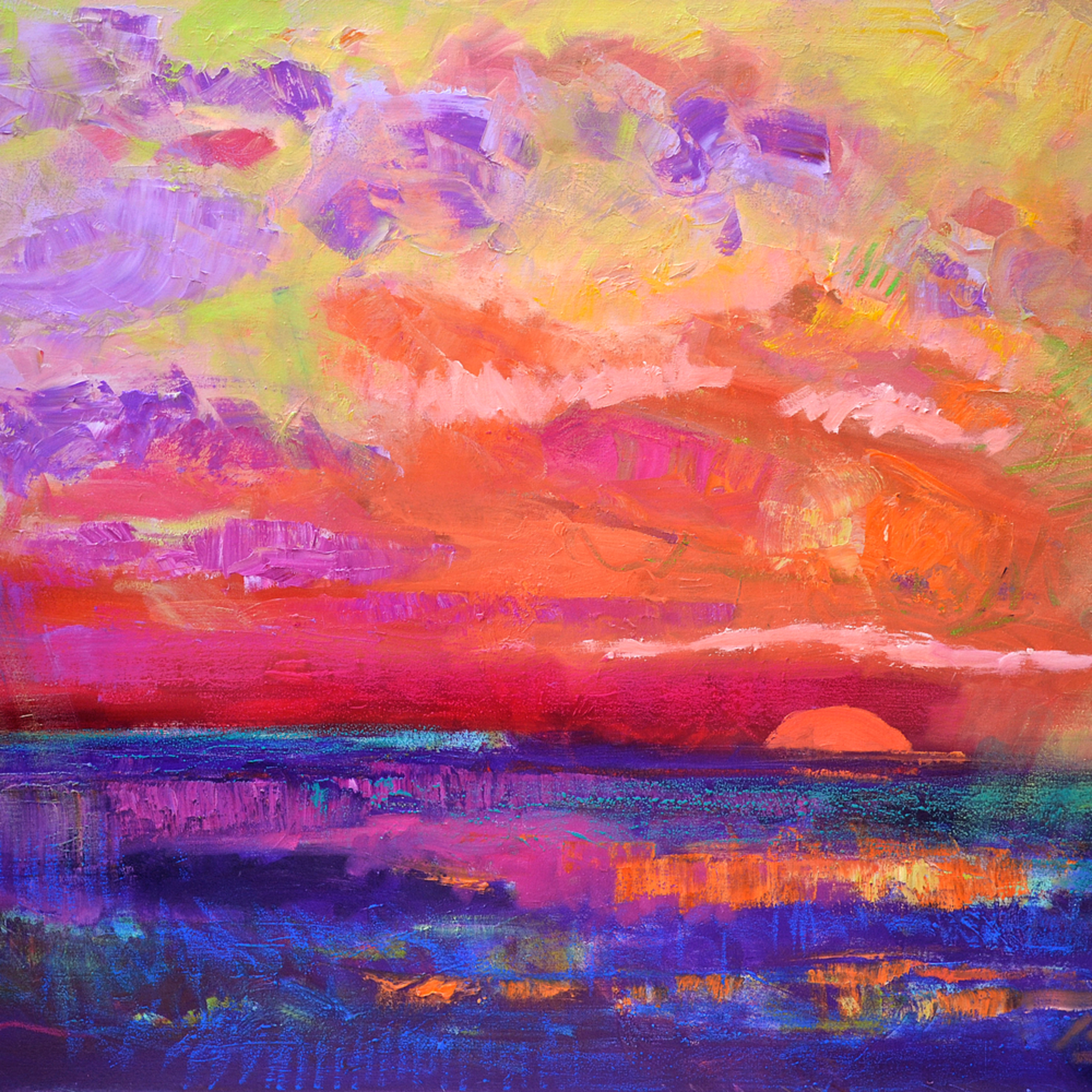 Beautiful Red Sunset Painting Fine Art Print By Dorothy Fagan