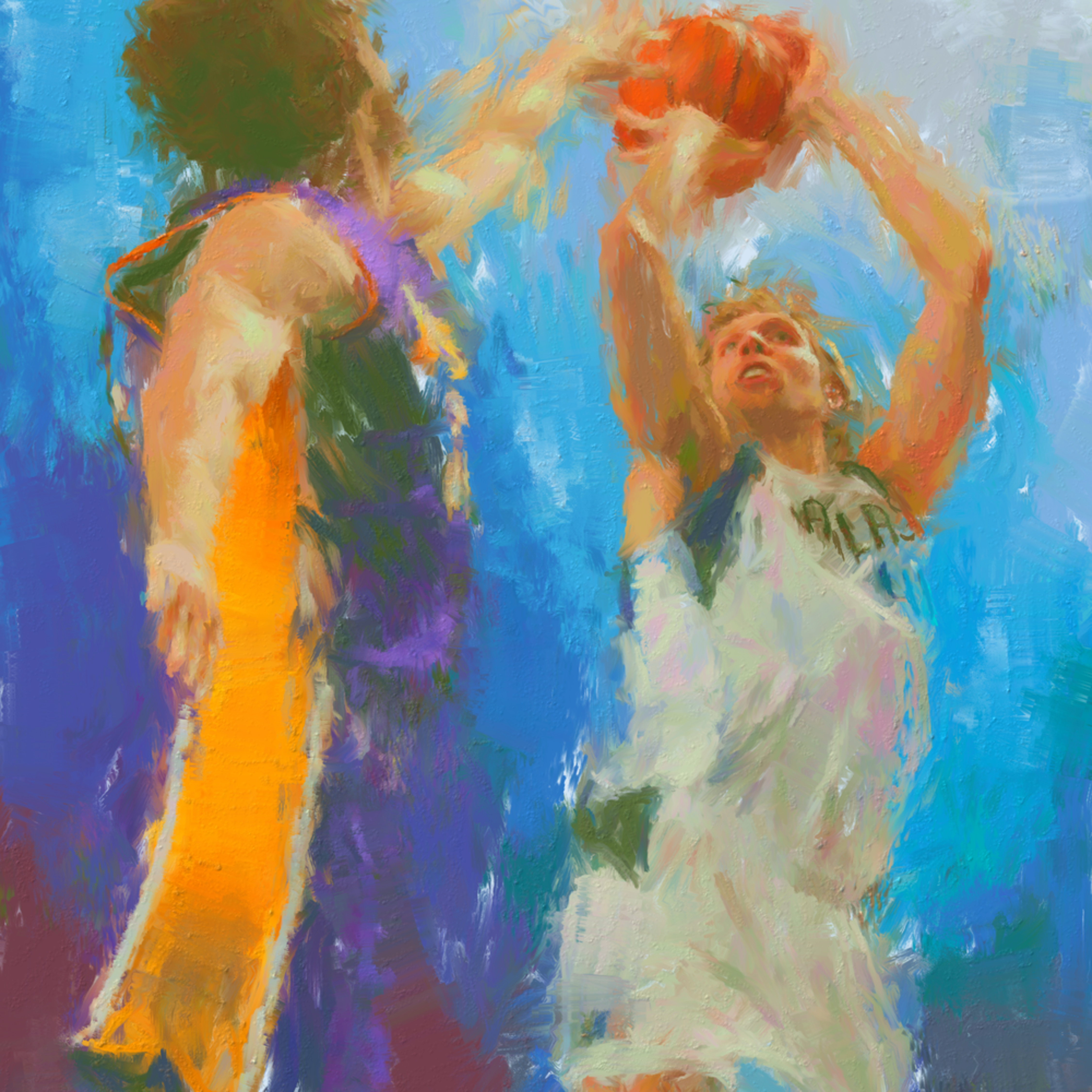 Dirk Nowitzki Painting Sports Artist Mark Trubisky Custom Sports Art