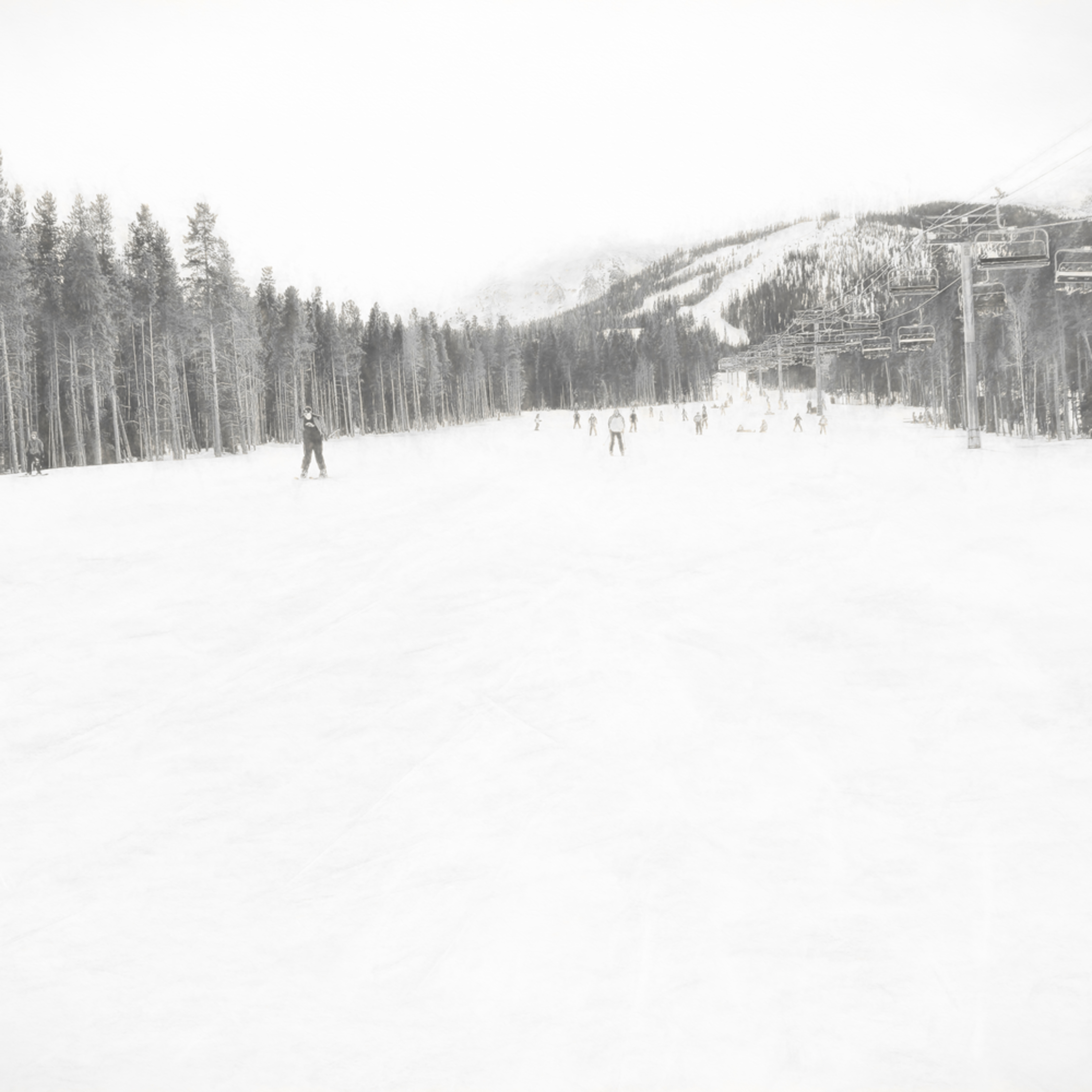 Breckenridge Landscape Ski Runs On The Mountain Charcoal
