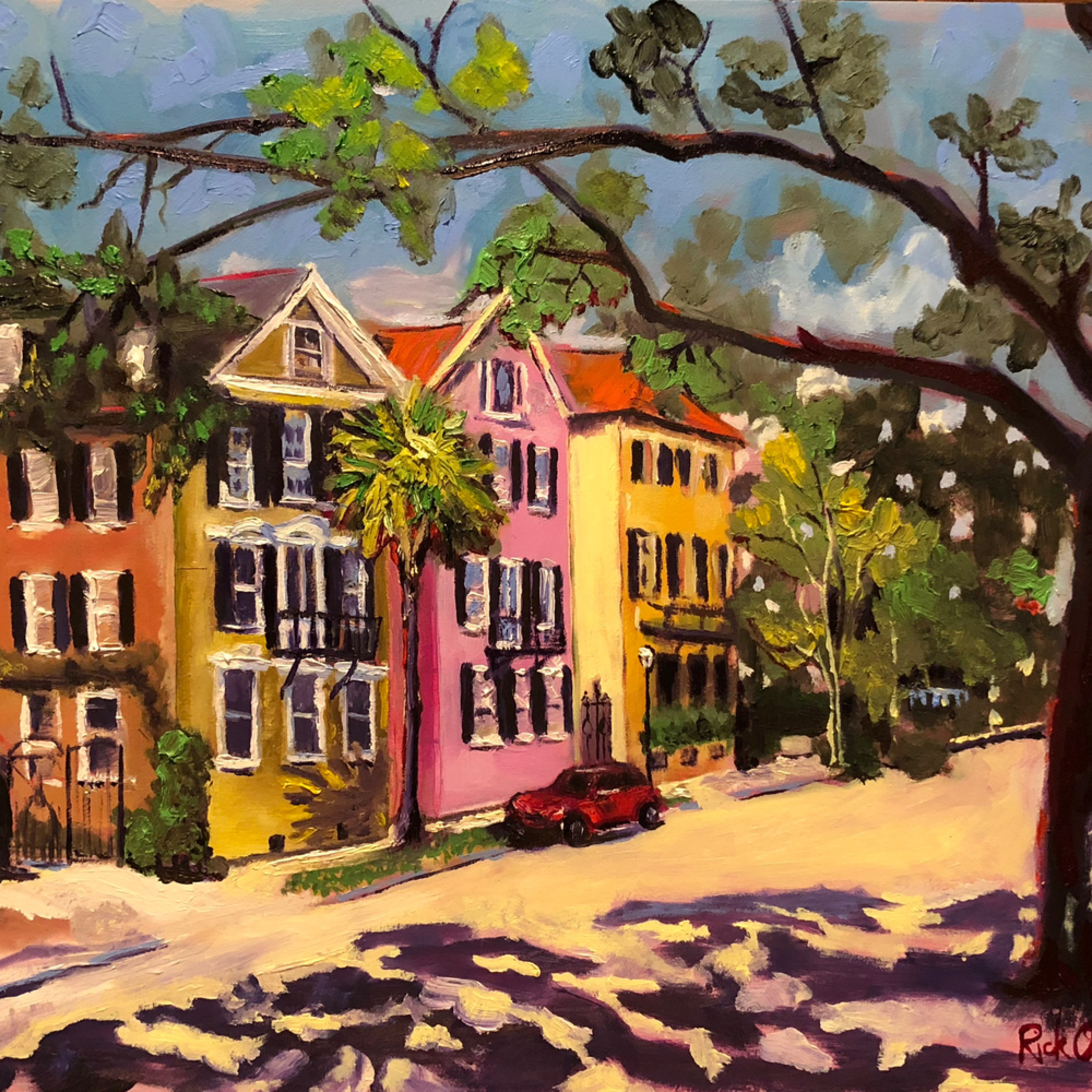 Fancy Street In Charleston Fine Art Painting Print By Rick Osborn