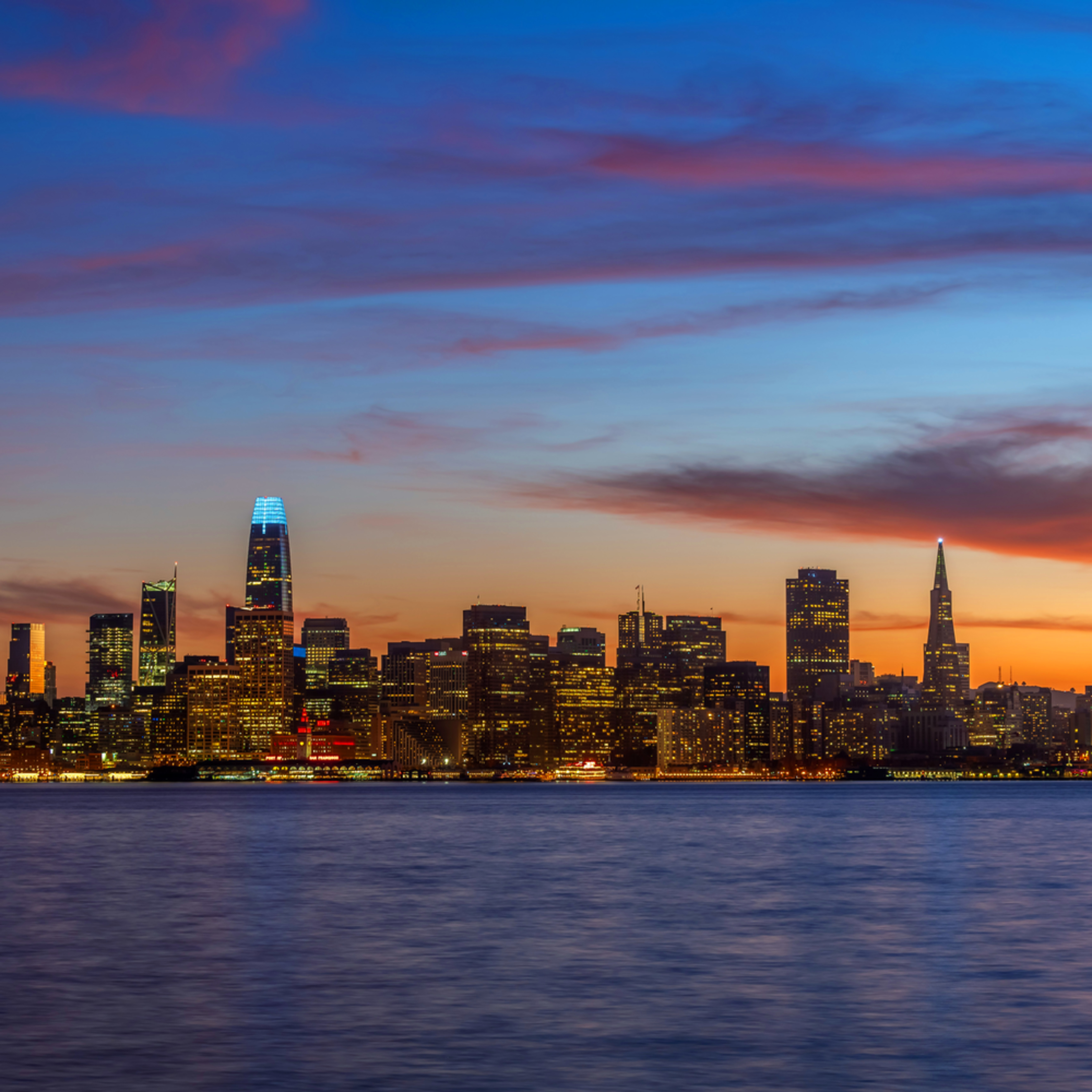 City Of San Francisco Skyline At Sunset San Francisco Images