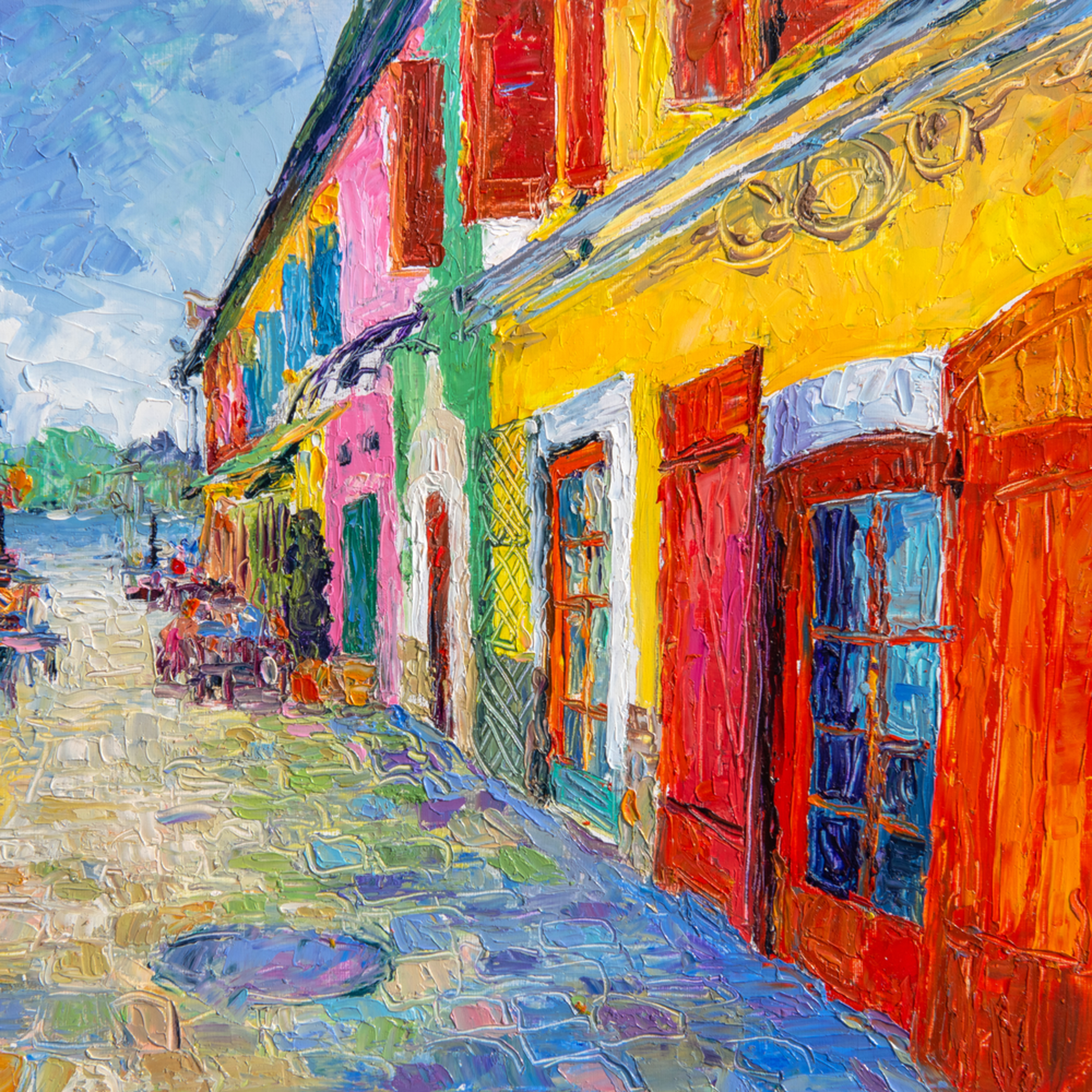 Colorful Houses At Szentendre Hu Restaurant Row Oil Painting By Judith Barath Buy Art Online