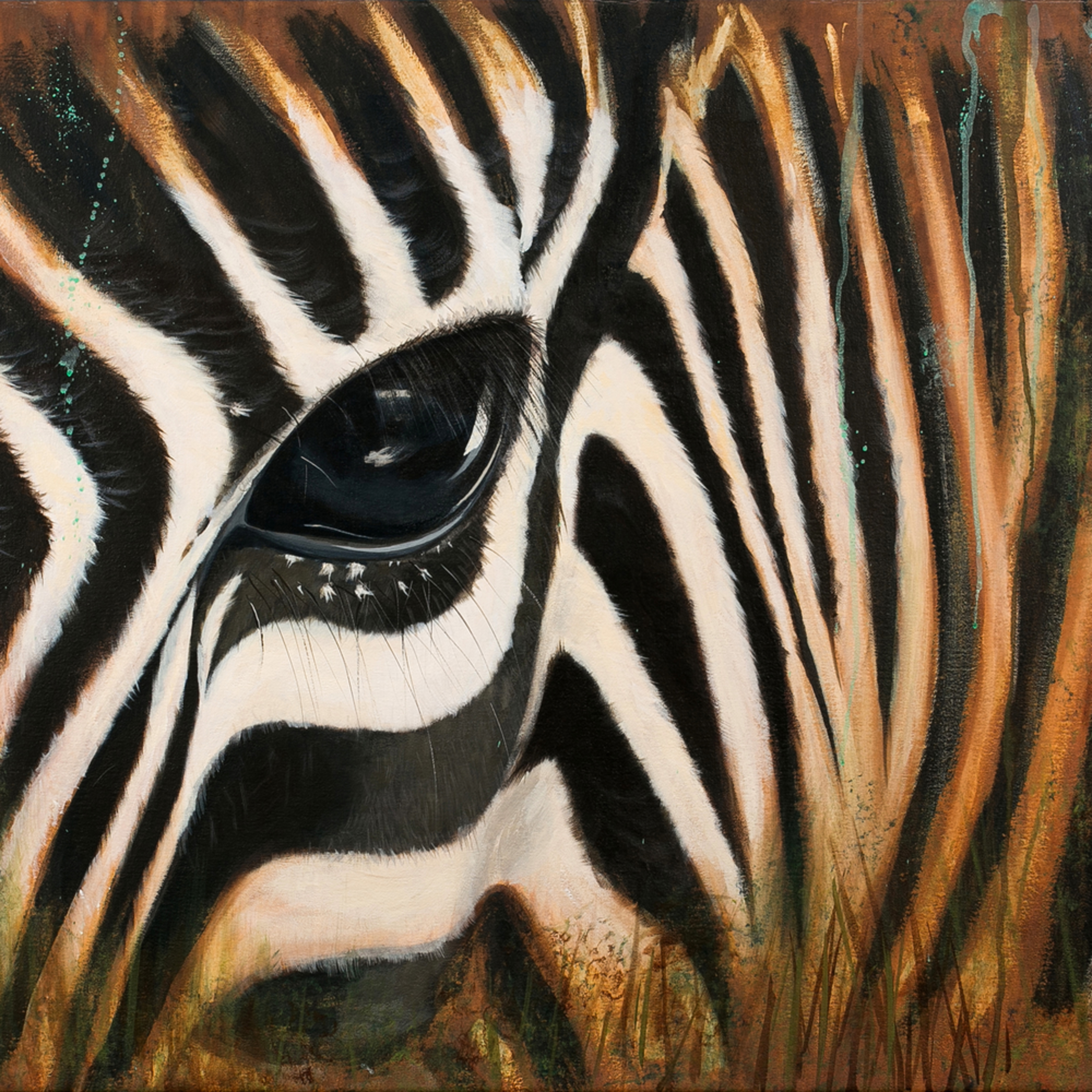 Zebra In The Mist Painting By Holly Whiting For Sale