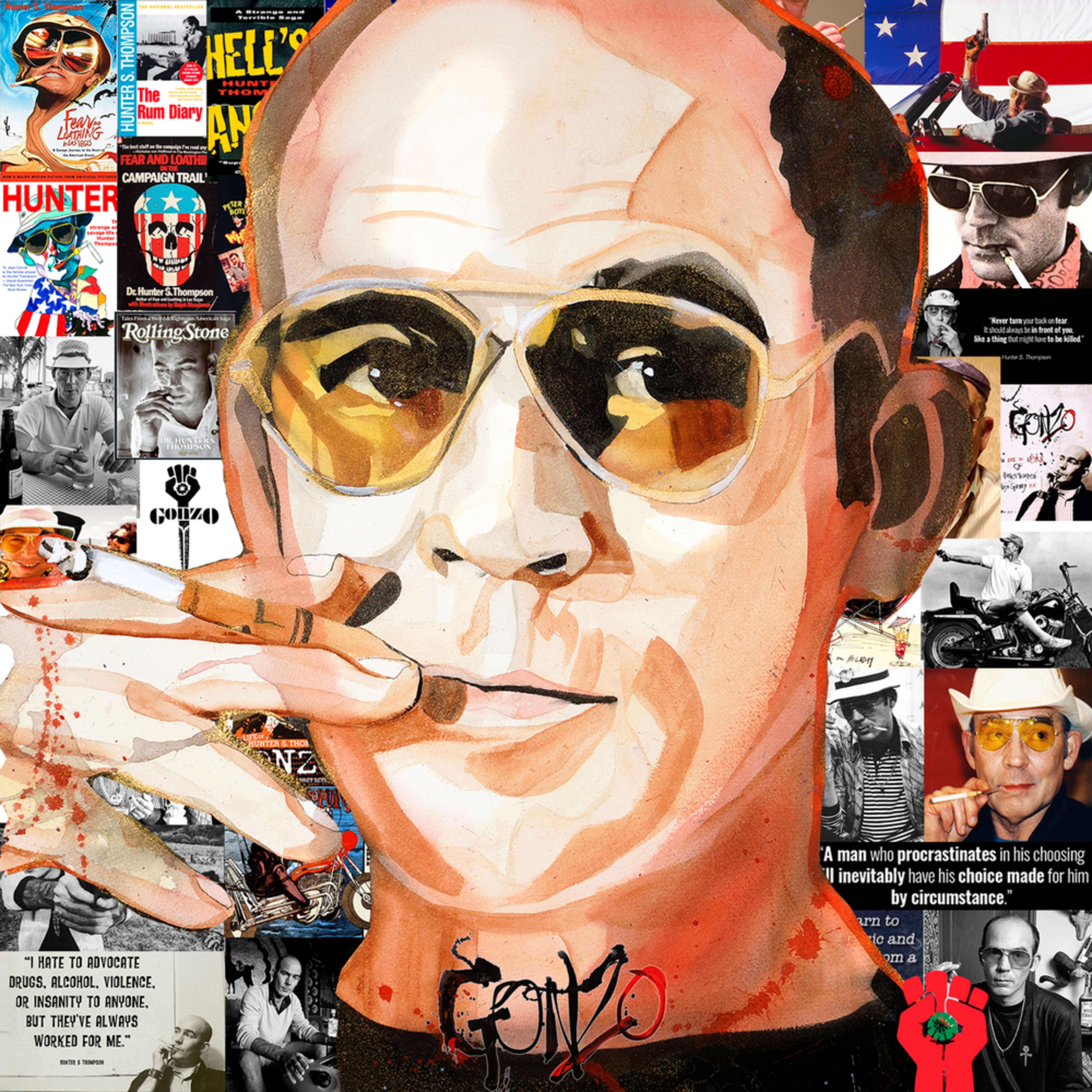 Hunter S Thompson Art William K Stidham Heart Art