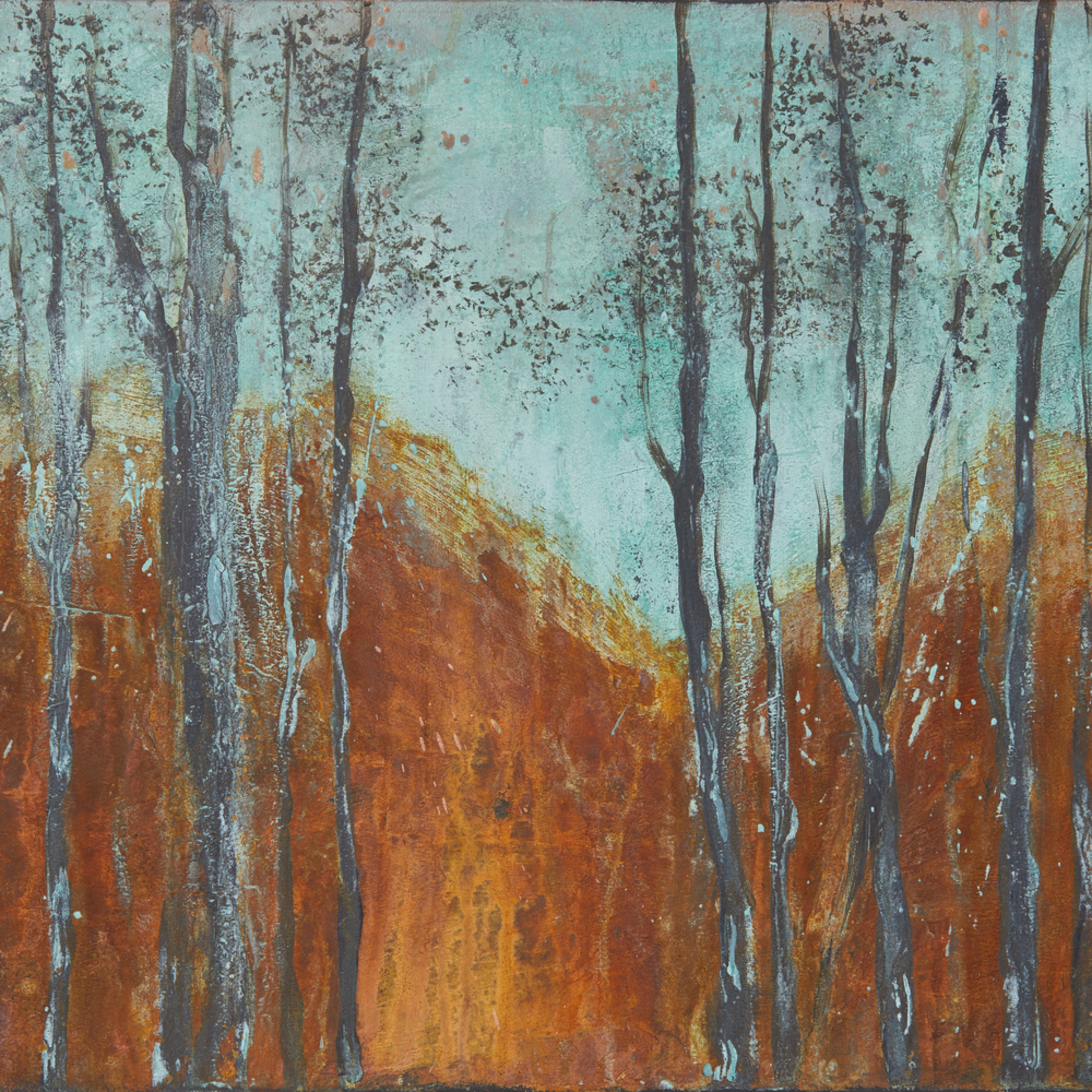 Cold Mountain Semi Abstract Landscape Painting For Sale