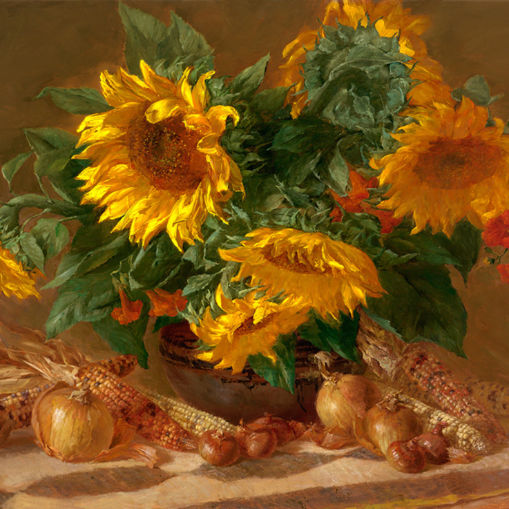 Sunflowers And Indian Corn Joe Anna Arnett