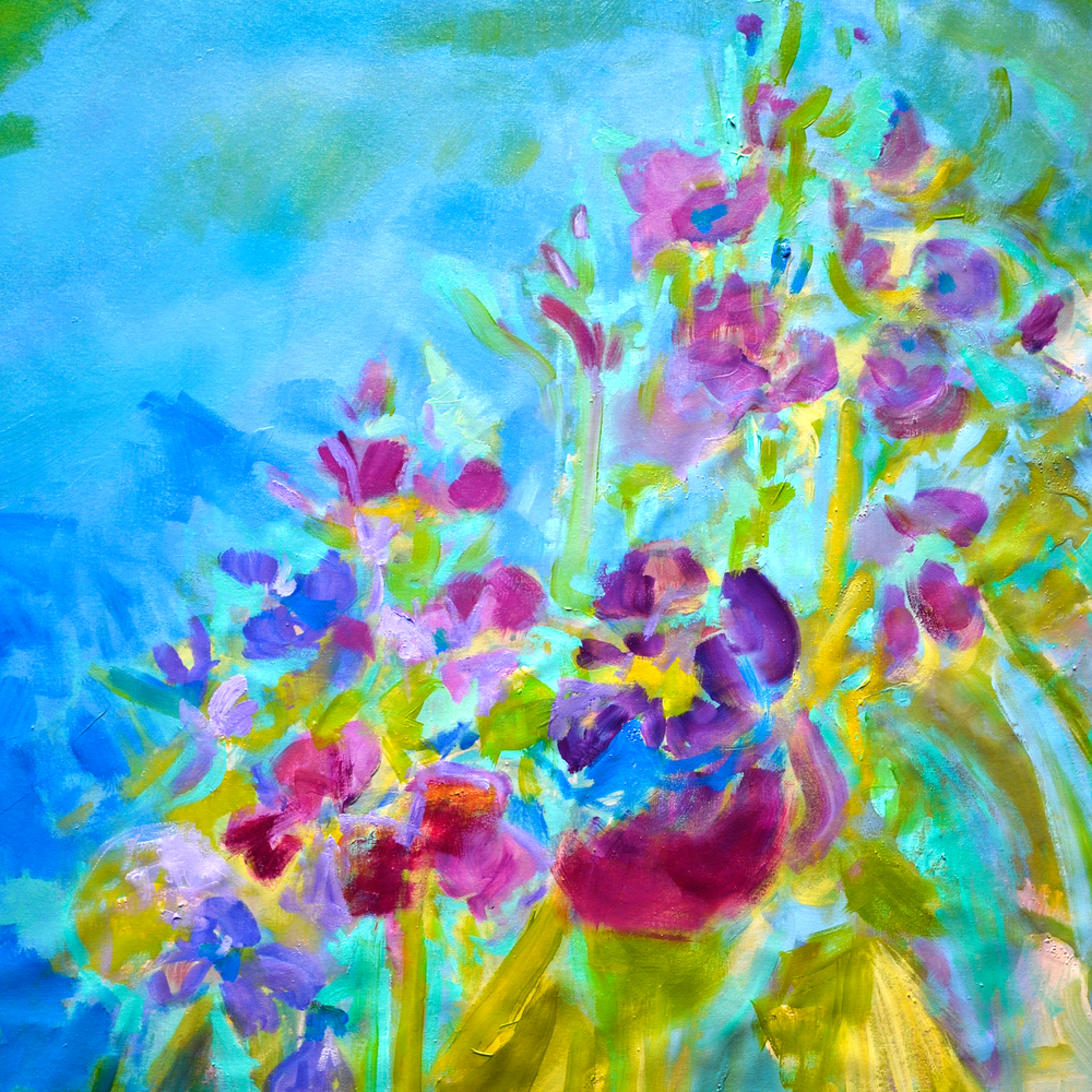 Aqua Water Lily Pond Painting Canvas Print By Dorothy Fagan