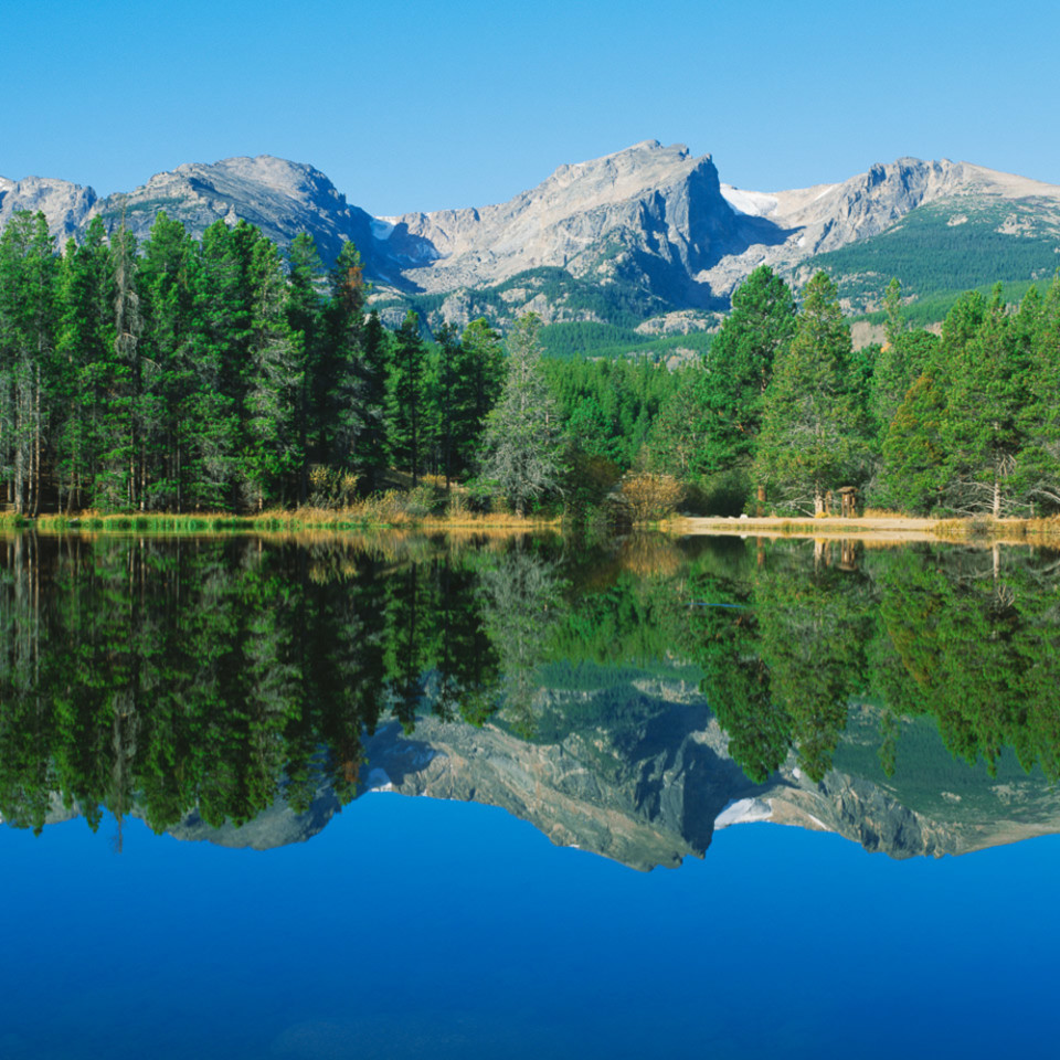 Rocky Mountain National Park Colorado As A Stunning Photo Of A Summer Morning Reflection At Sprague Lake