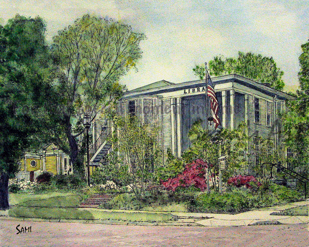 Canal Fulton Library Painting for Sale | Sami's Art Shop
