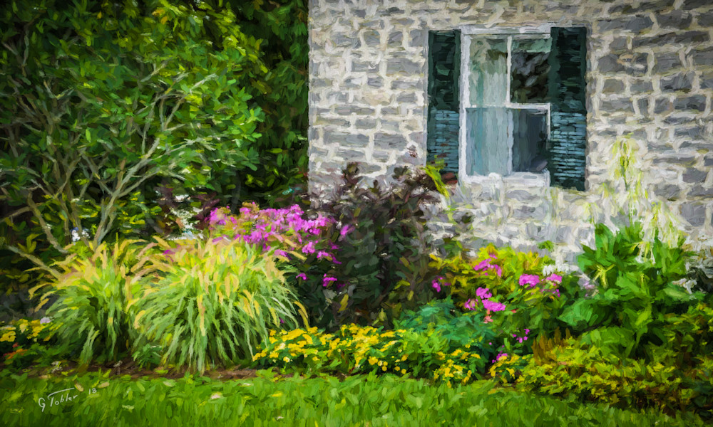 Basin Harbor Stone Blg Flowers Art | Gary Tobler Fine Art