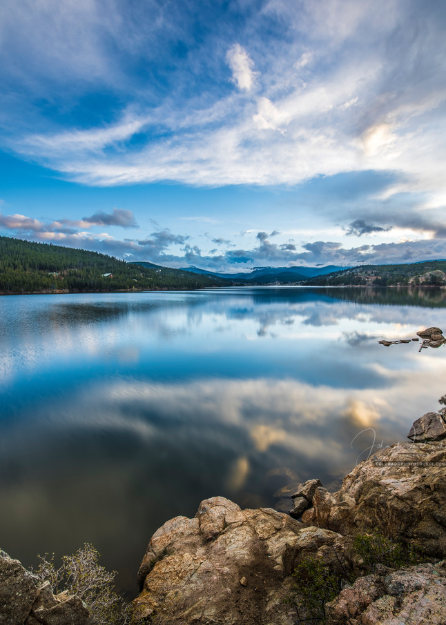 Long Exposure Photography Boulder Colorado Reservoir Cloud Reflections Upon Lake
