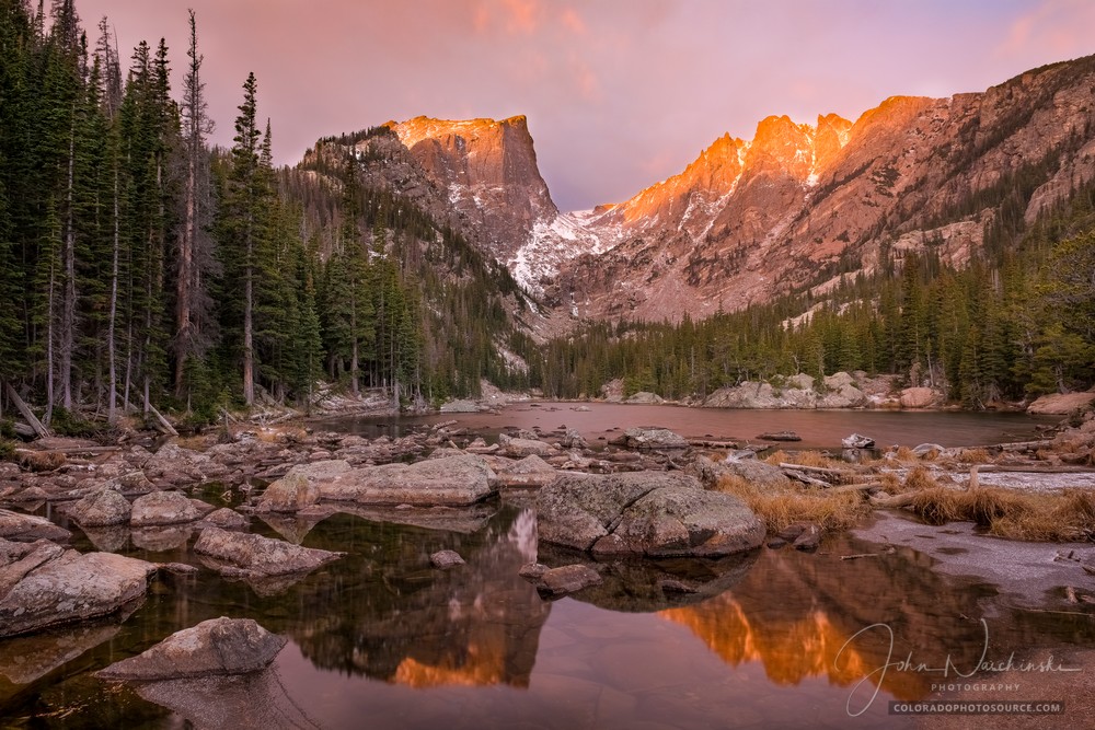 Dream Lake Autumn's First Light Rocky Mountain national Park - Extra Large Prints