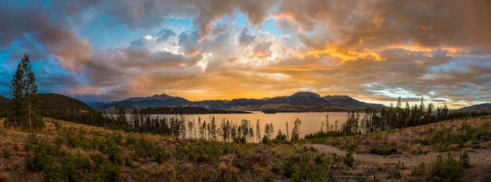 Panoramic Photo of Lake Dillon Reservoir Sunset Summit County Colorado
