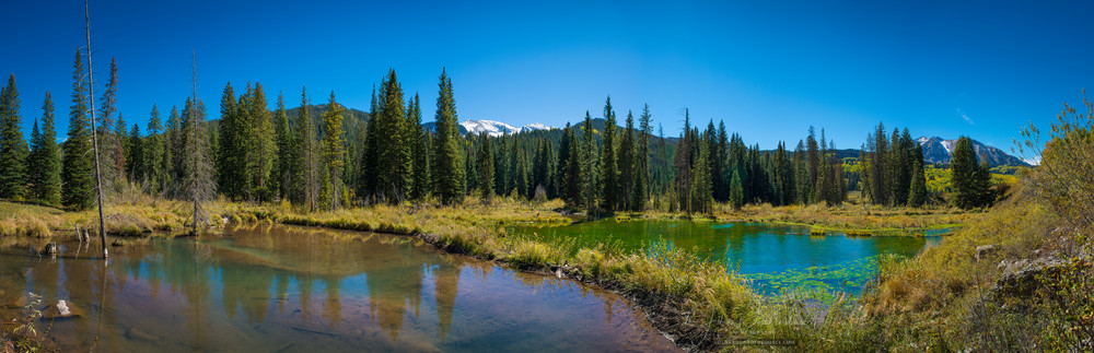 Panoramic Photograph of Small Alpine Lakes in Crested Butte Colorado