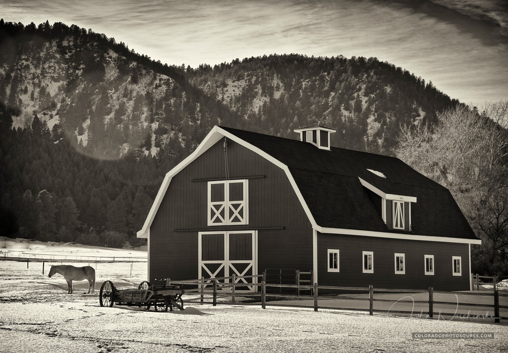 B&W Photo Colorado Horse Barn Photography Art | The Photography Alchemist, LLC