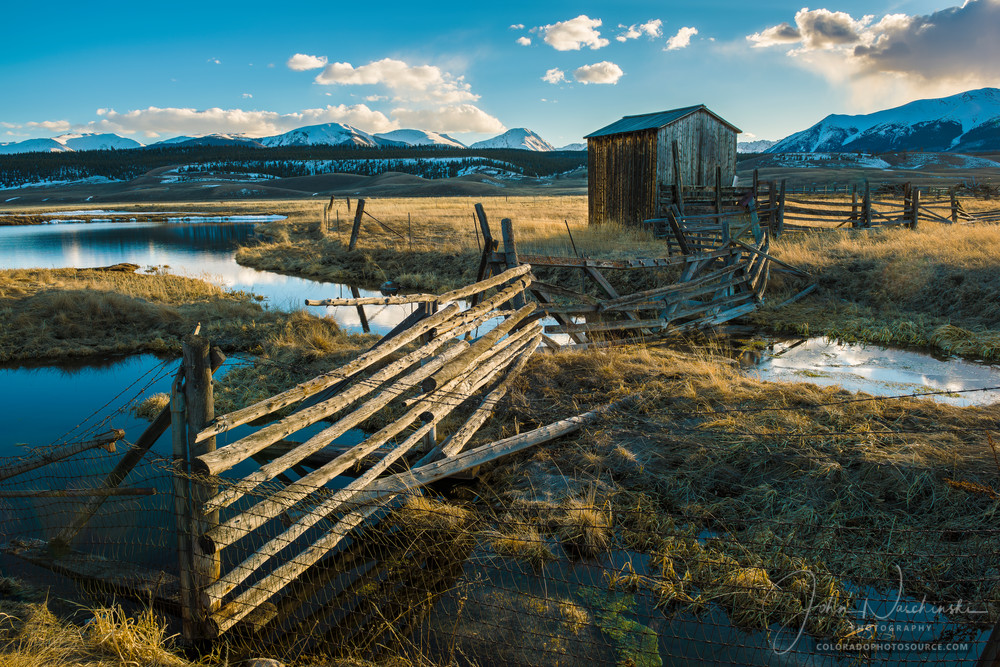 Photo of old Colorado Ranch Fence, Out Building with Stream