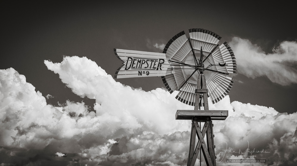 B&W Photo of Colorado Farm Dempster N. 9 Windmill
