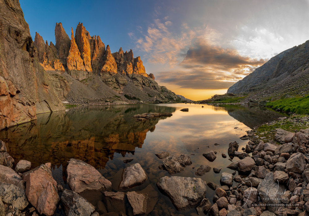 Photo of Cathedral Spires Reflecting on Sky Pond RMNP Colorado
